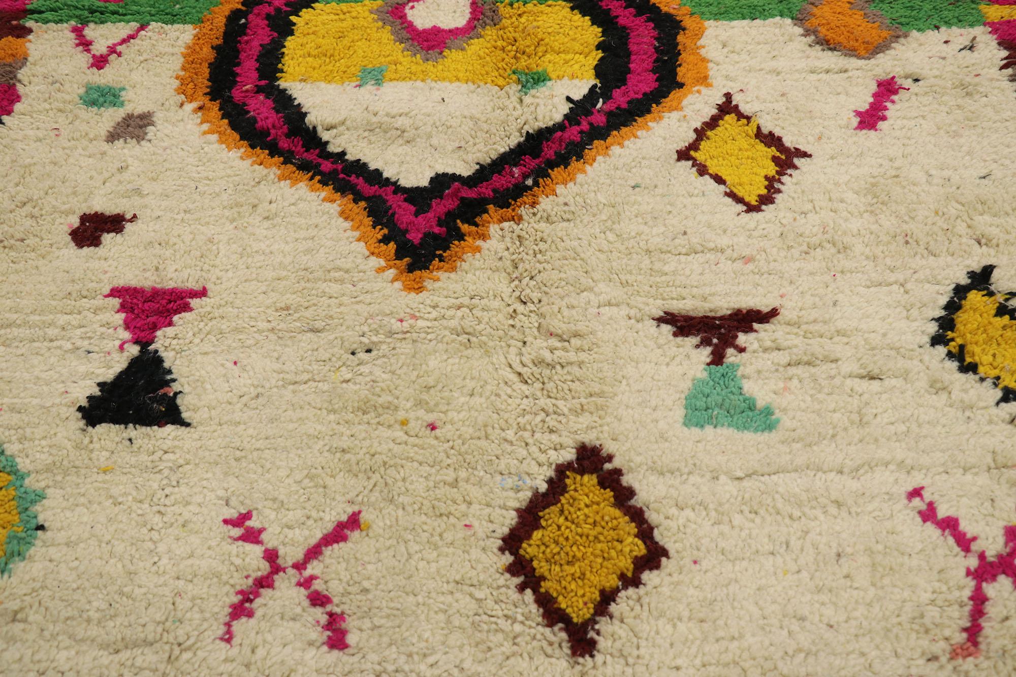 Hand-Knotted Vintage Berber Boujad Moroccan Rug with Abstract Expressionism For Sale