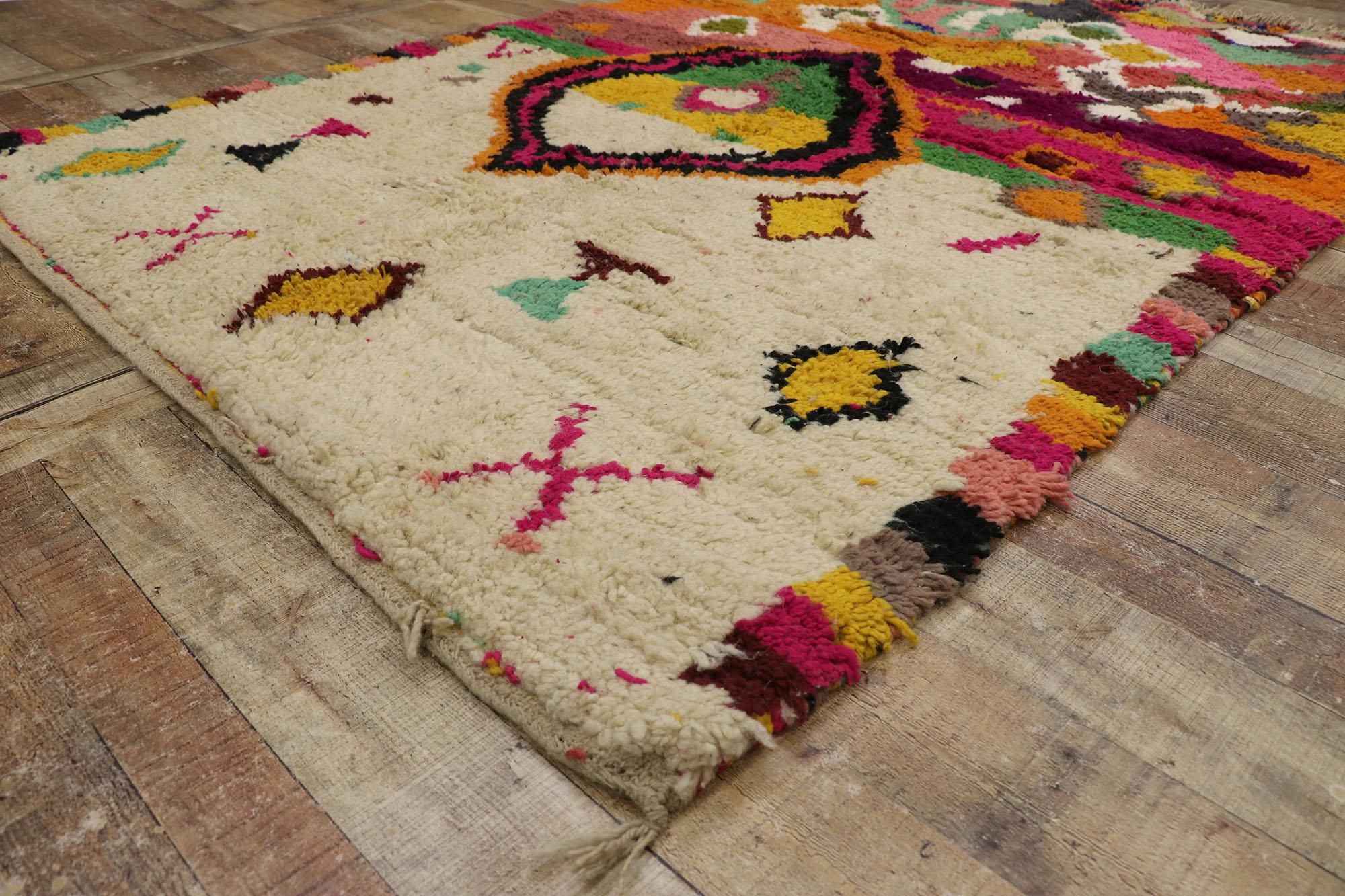 20th Century Vintage Berber Boujad Moroccan Rug with Abstract Expressionism For Sale