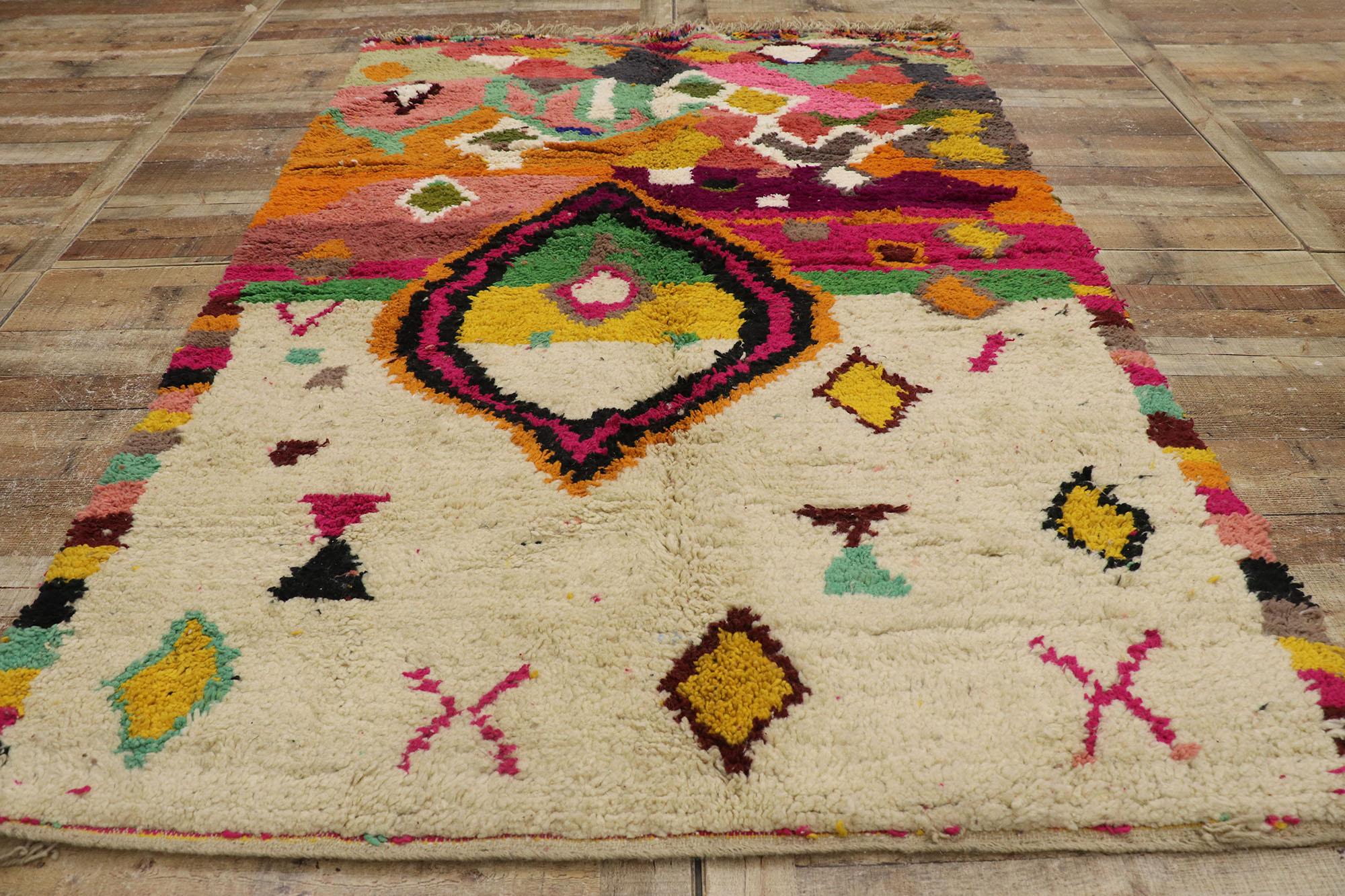 Wool Vintage Berber Boujad Moroccan Rug with Abstract Expressionism For Sale