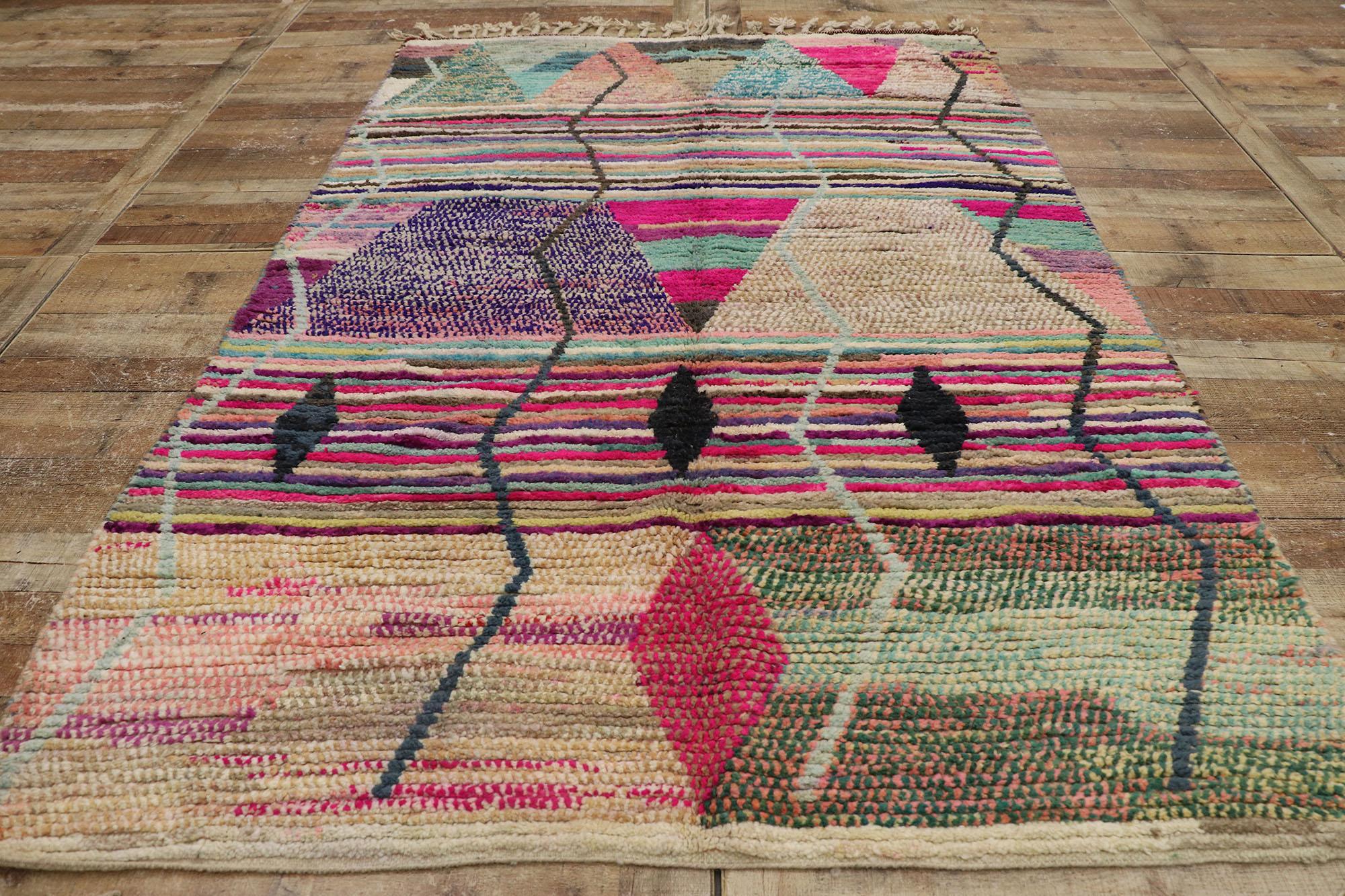 Wool Vintage Berber Boujad Moroccan Rug with Abstract Expressionism