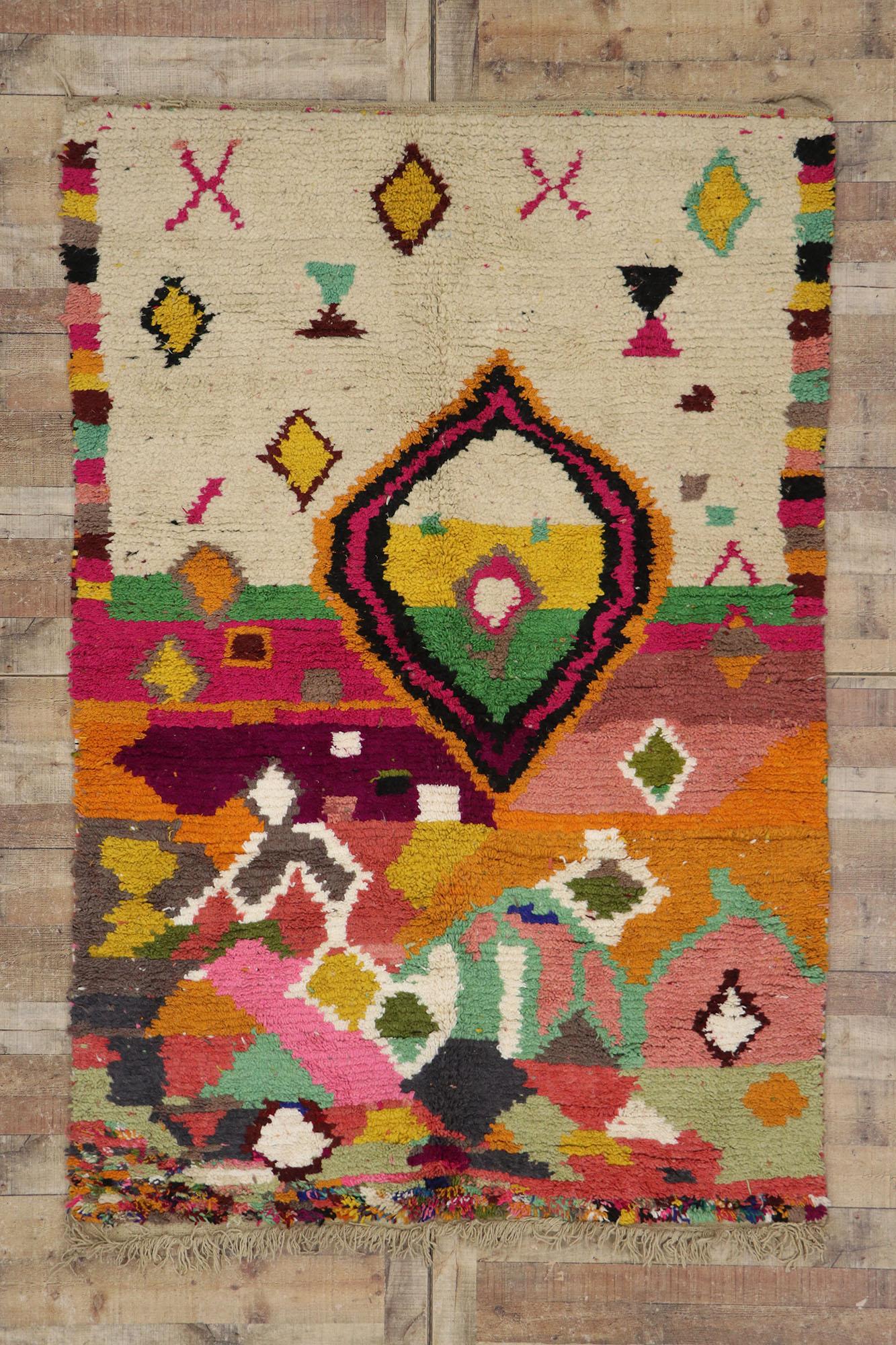 Vintage Berber Boujad Moroccan Rug with Abstract Expressionism For Sale 1
