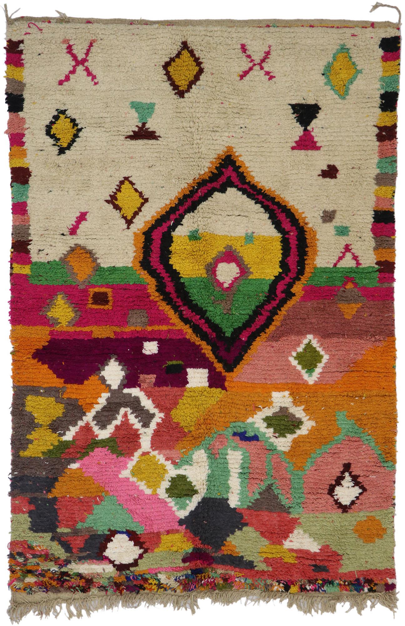 Alfombra Vintage Bereber Boujad Marroquí con Expresionismo Abstracto en venta 2