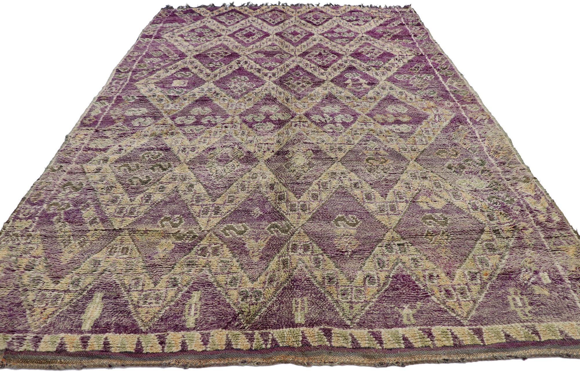 Tribal Vintage Berber Boujad Moroccan Rug with Bohemian Style For Sale