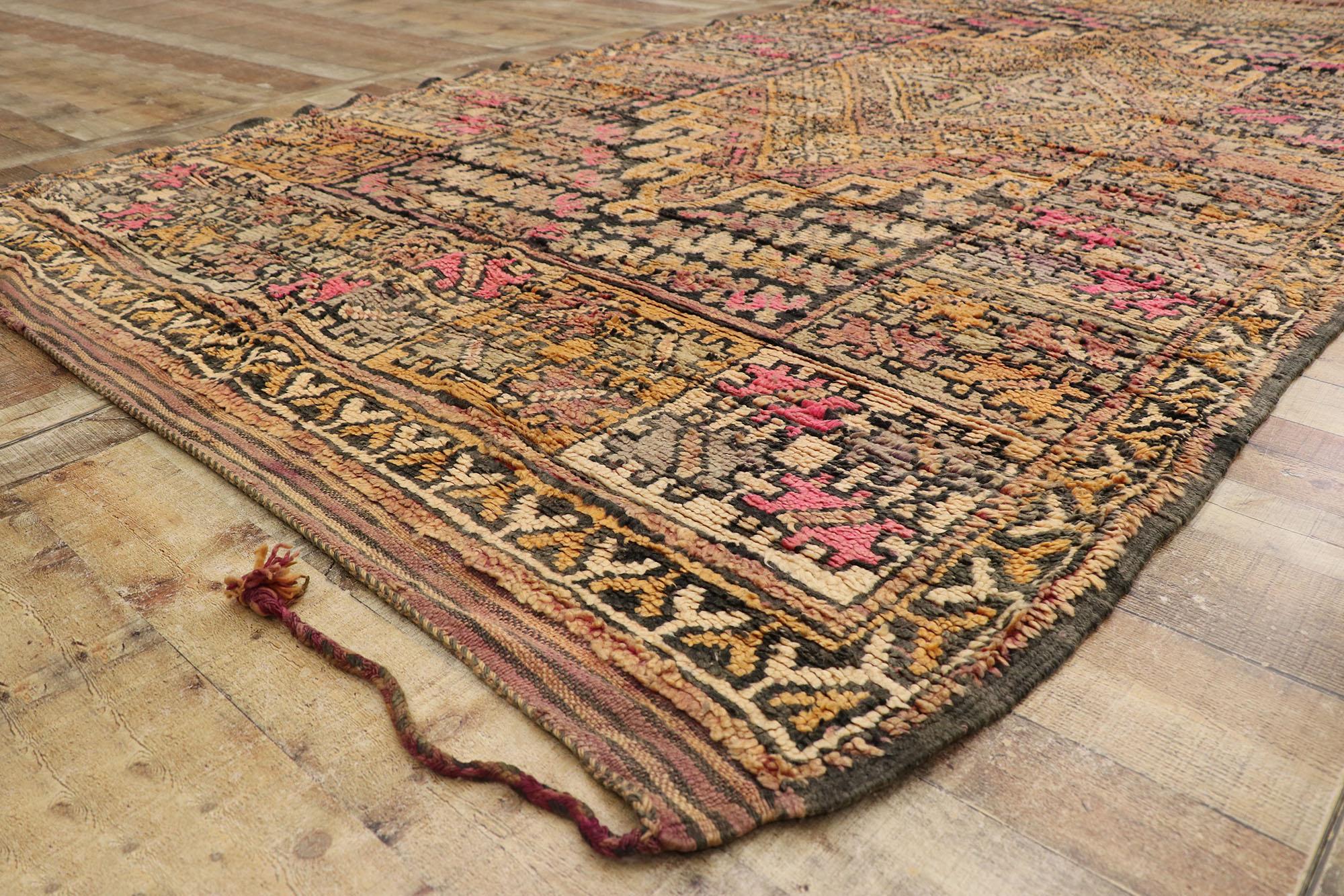 Wool Vintage Berber Boujad Moroccan Rug with Bohemian Style For Sale