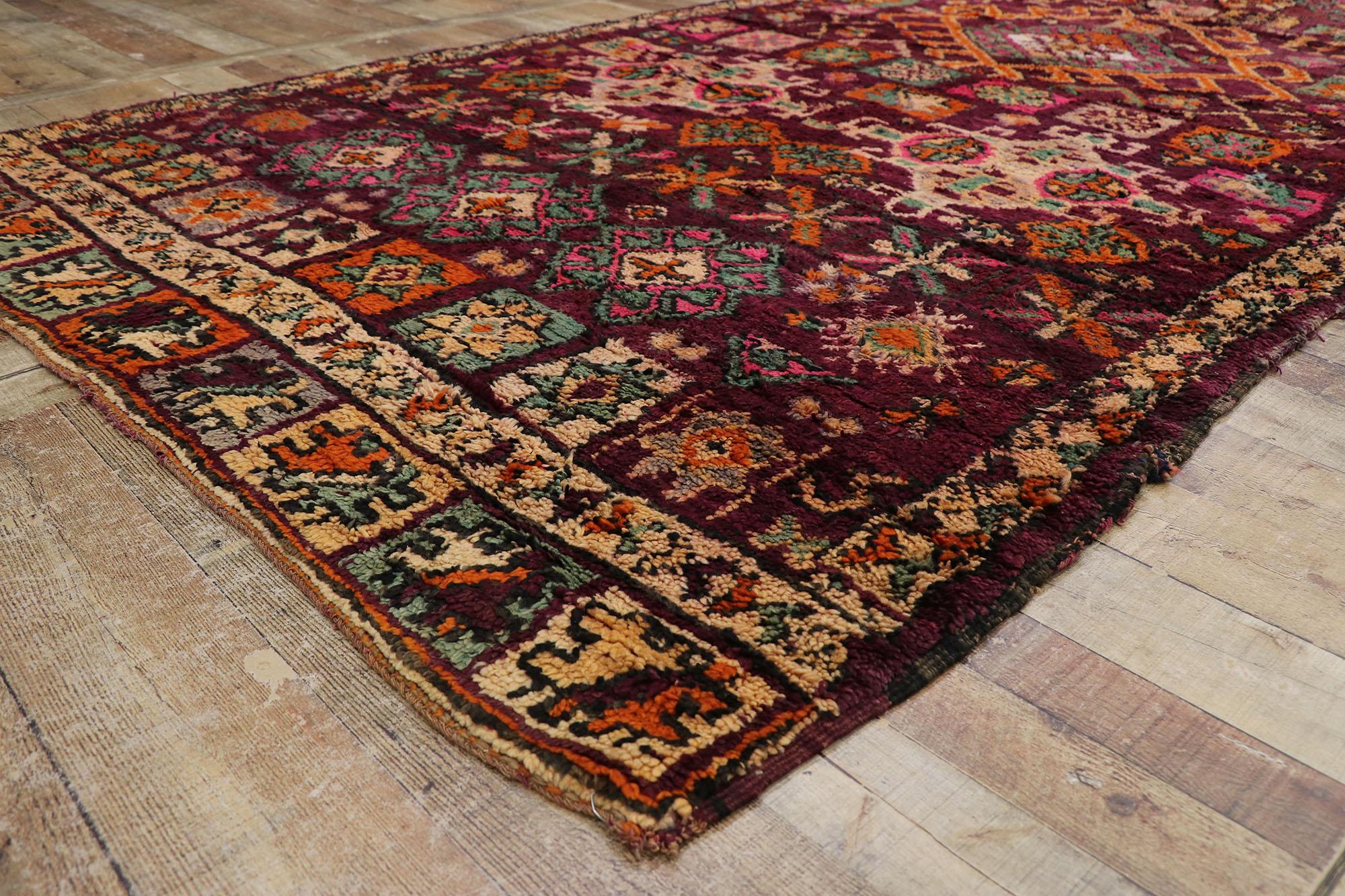 Wool Vintage Berber Boujad Moroccan Rug with Bohemian Tribal Style For Sale