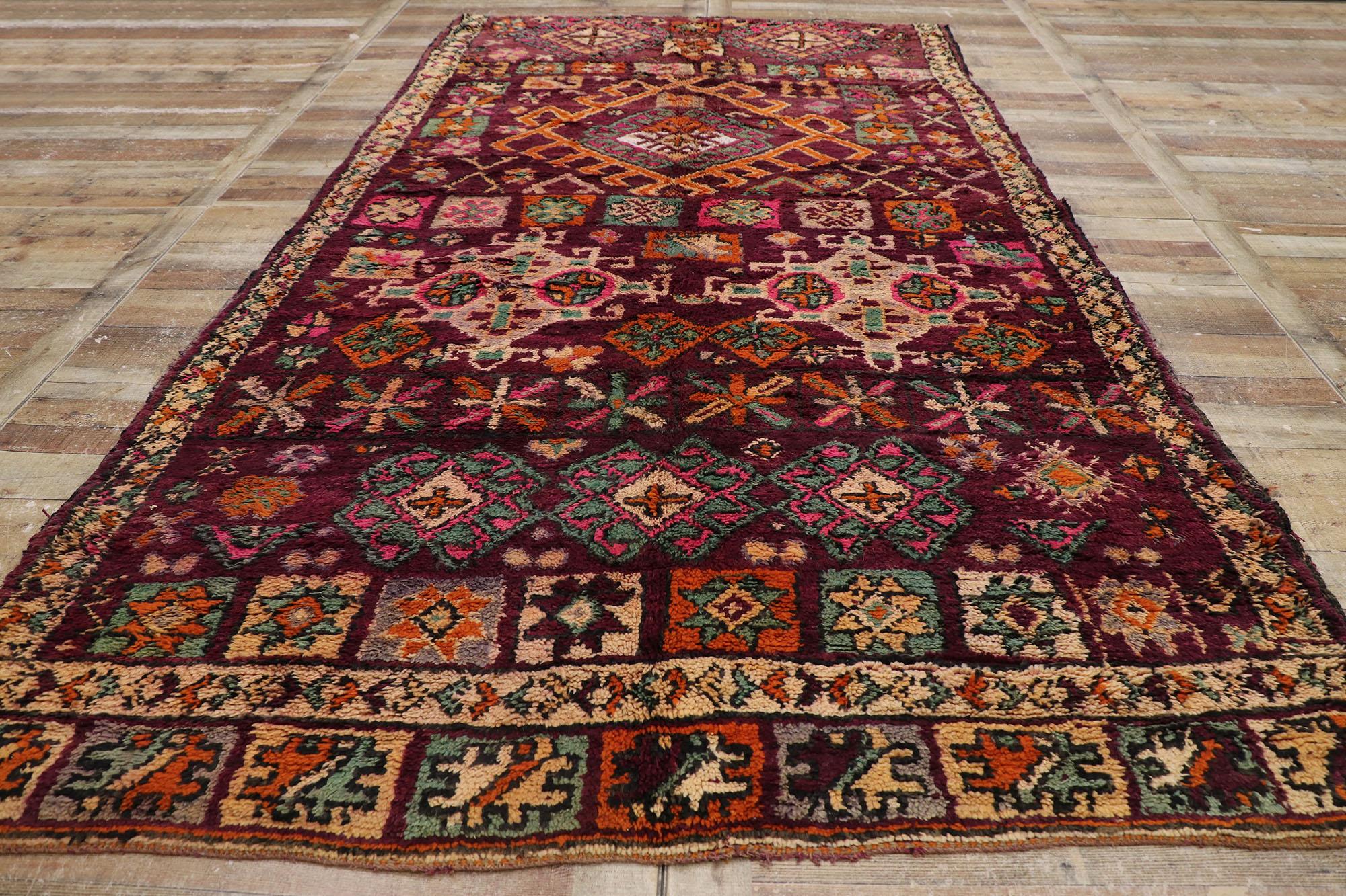 20ième siècle Tapis berbère marocain vintage Boujad avec style tribal bohémien en vente