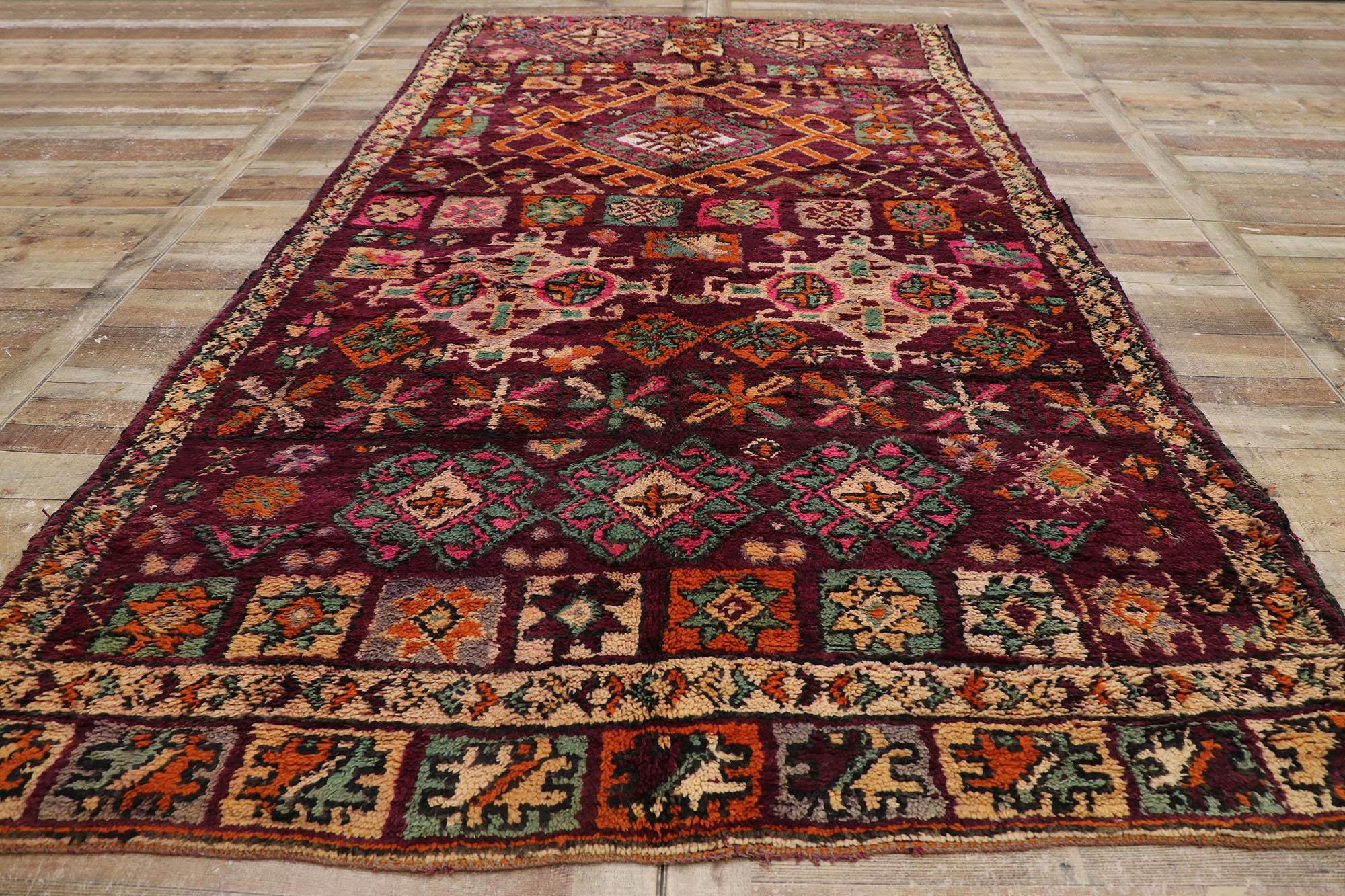 Vintage Berber Boujad Moroccan Rug with Bohemian Tribal Style For Sale 1