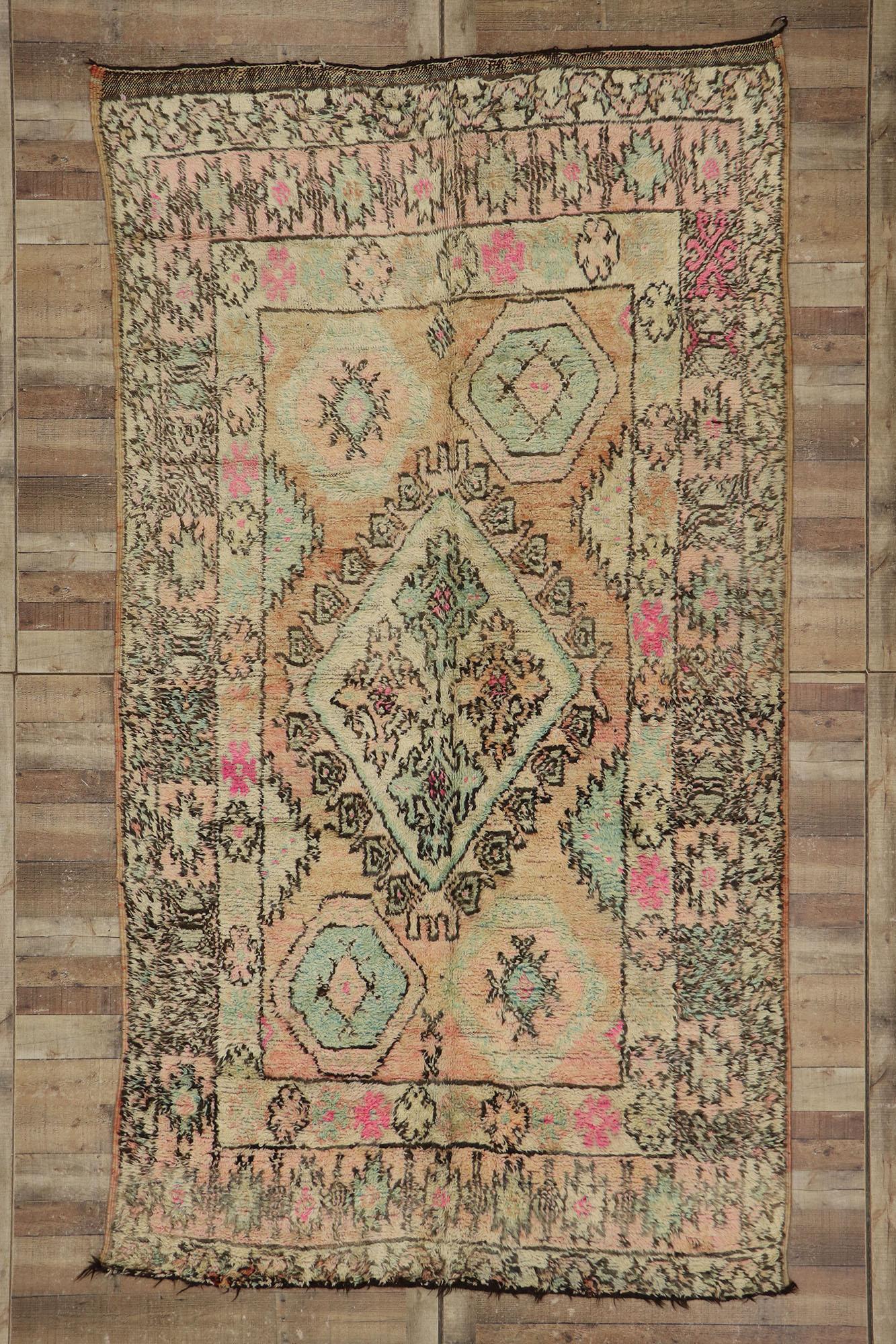 Marokkanischer Berber-Boujad-Teppich im böhmischen Stammesstil, Vintage im Angebot 1