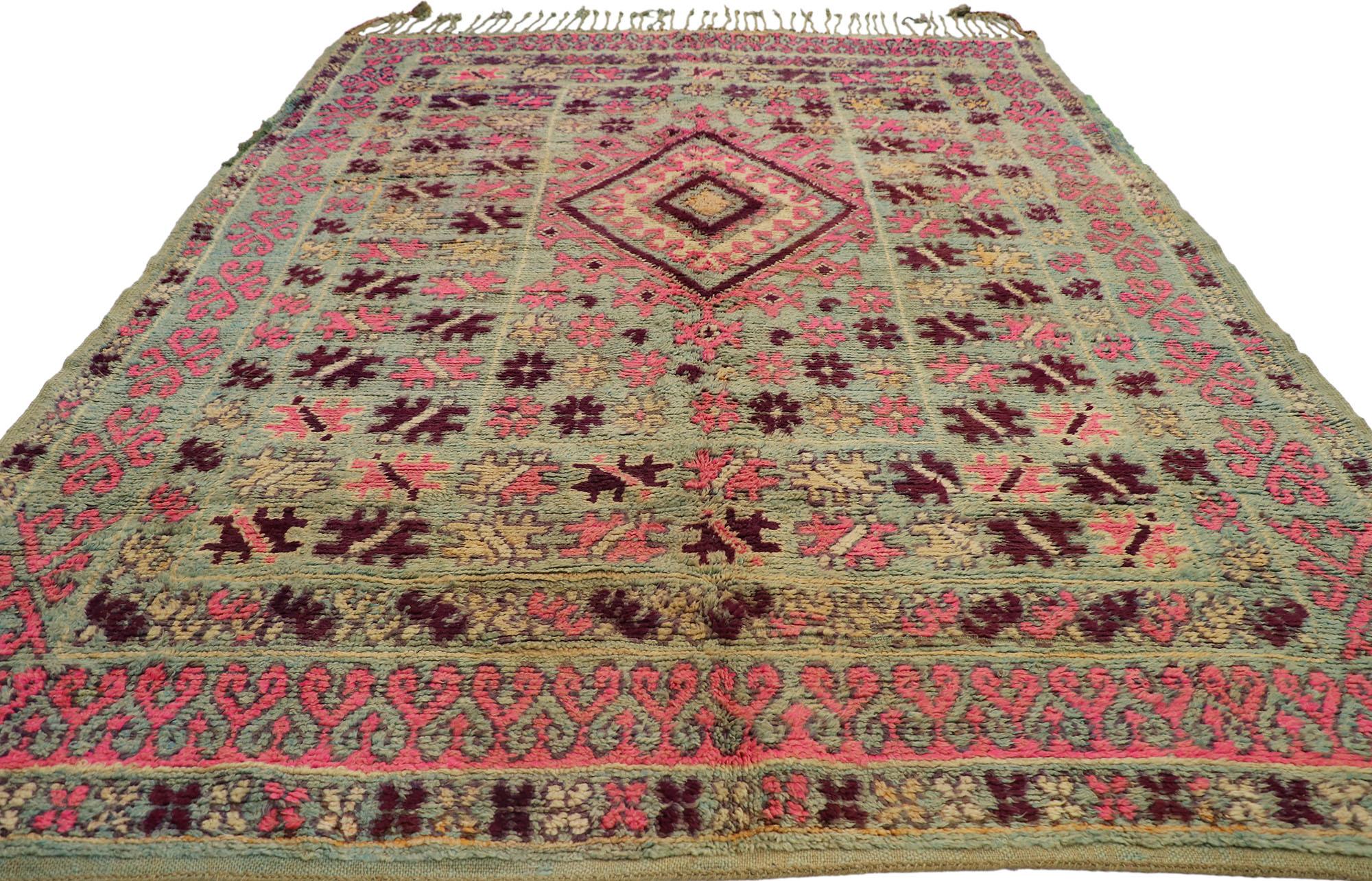 Bohemian Vintage Berber Boujad Moroccan Rug with Boho Chic Tribal Style For Sale