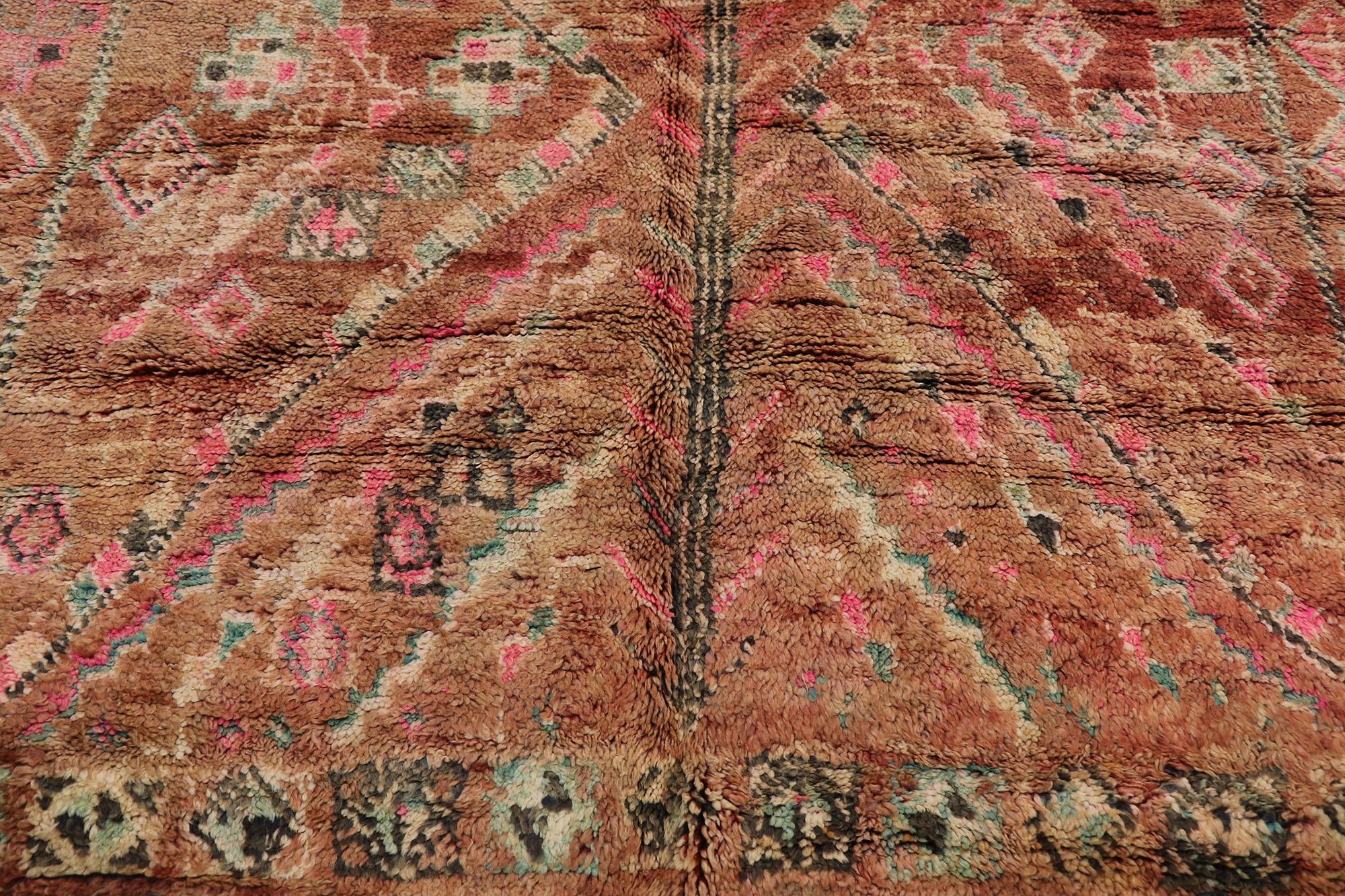 Hand-Knotted Vintage Boujad Moroccan Rug, Tribal Enchantment Meets Global Boho Chic For Sale