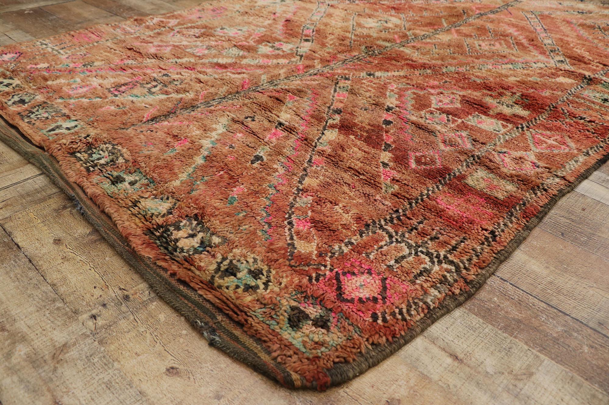 20th Century Vintage Boujad Moroccan Rug, Tribal Enchantment Meets Global Boho Chic For Sale