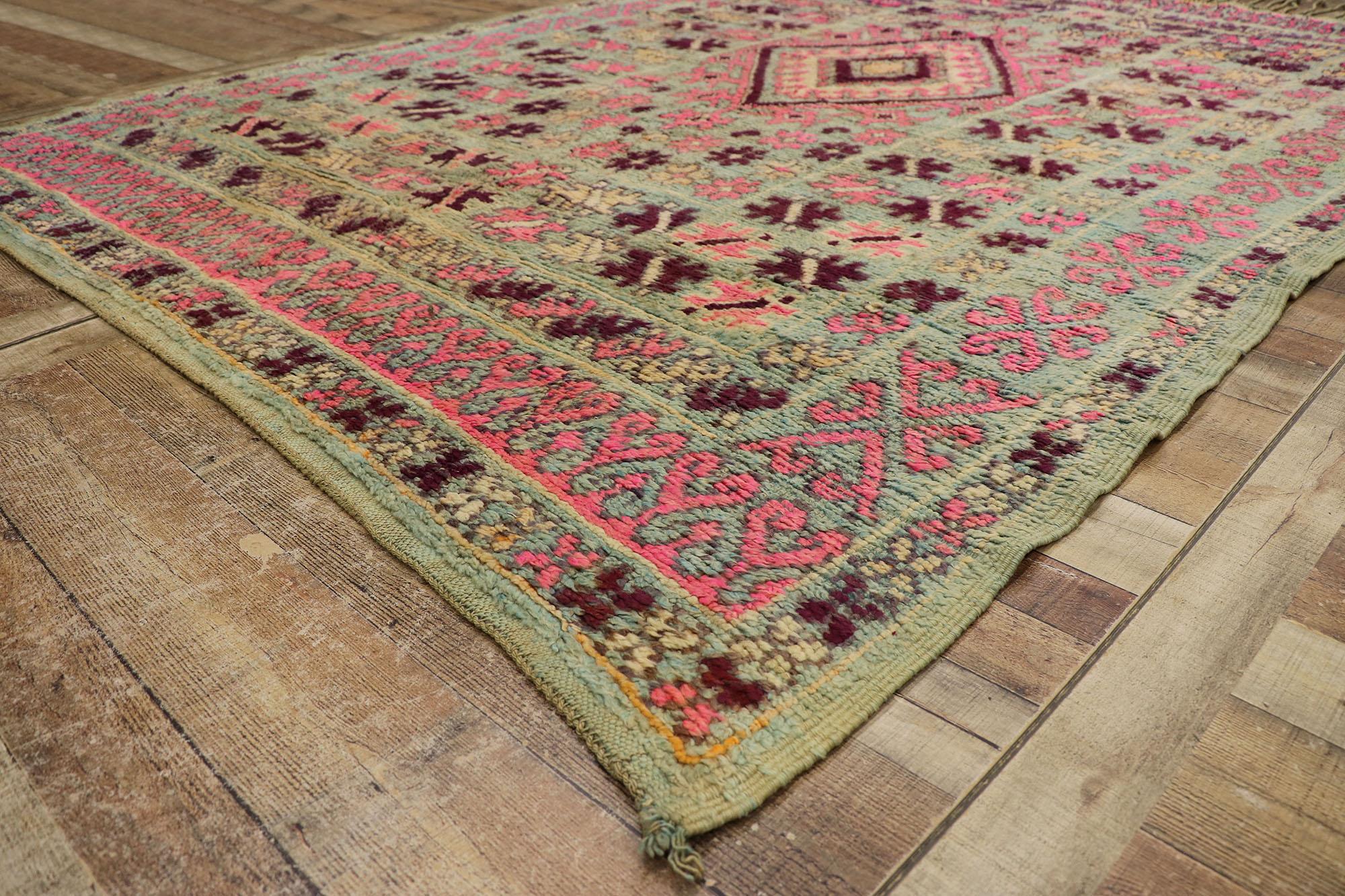20th Century Vintage Berber Boujad Moroccan Rug with Boho Chic Tribal Style For Sale