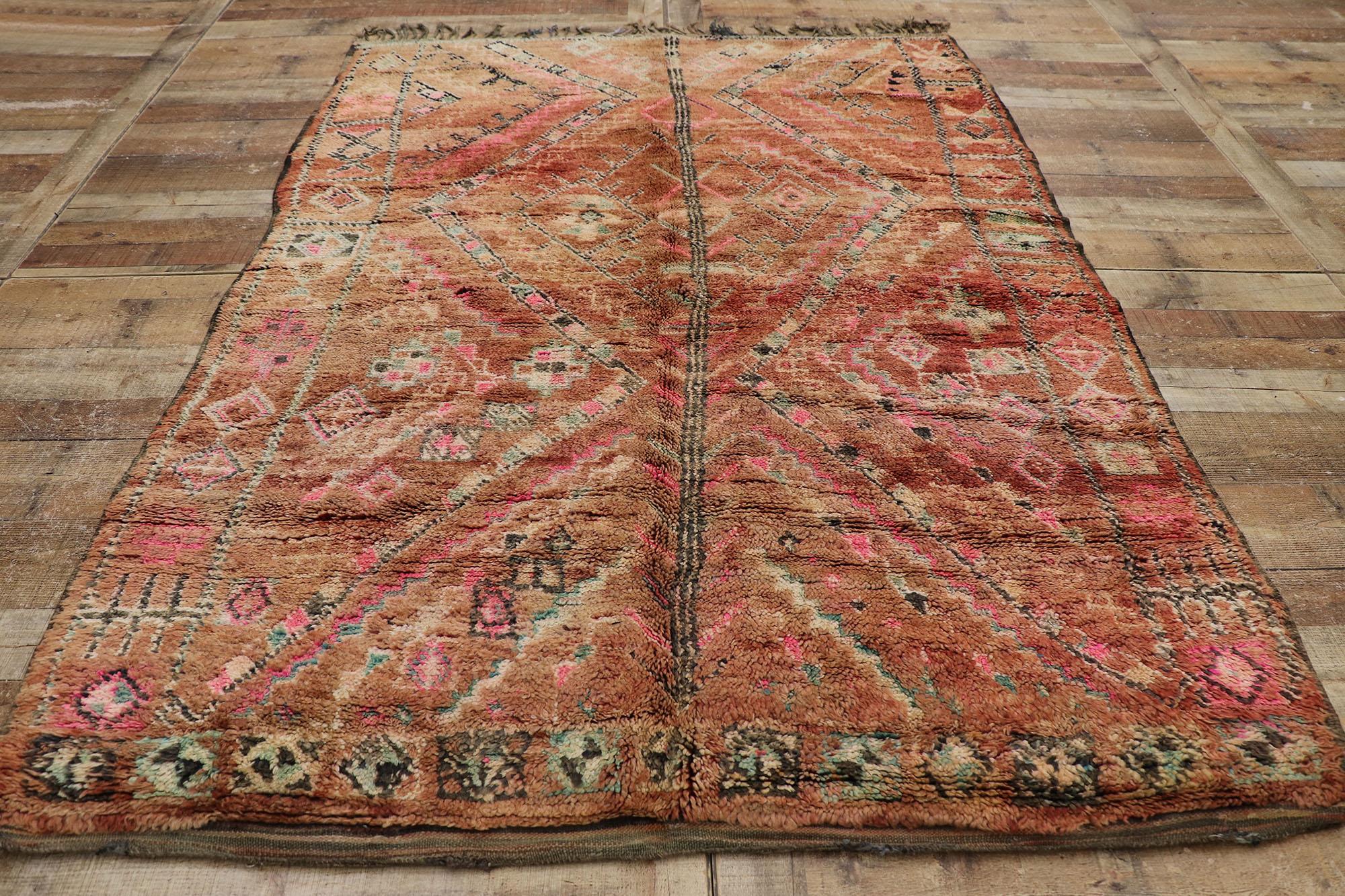 Wool Vintage Boujad Moroccan Rug, Tribal Enchantment Meets Global Boho Chic For Sale