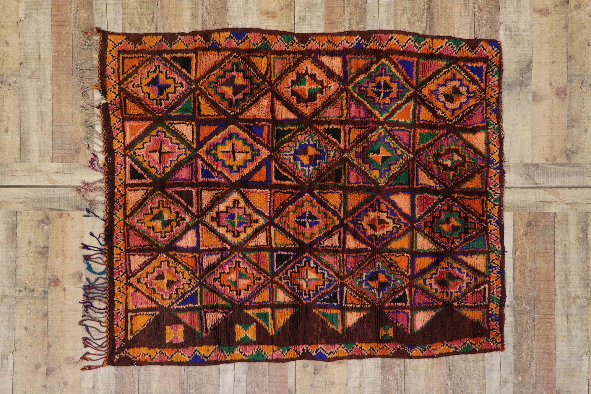 Alfombra Vintage Bereber Boujad Marroquí de Estilo Tribal Boho Chic en venta 2