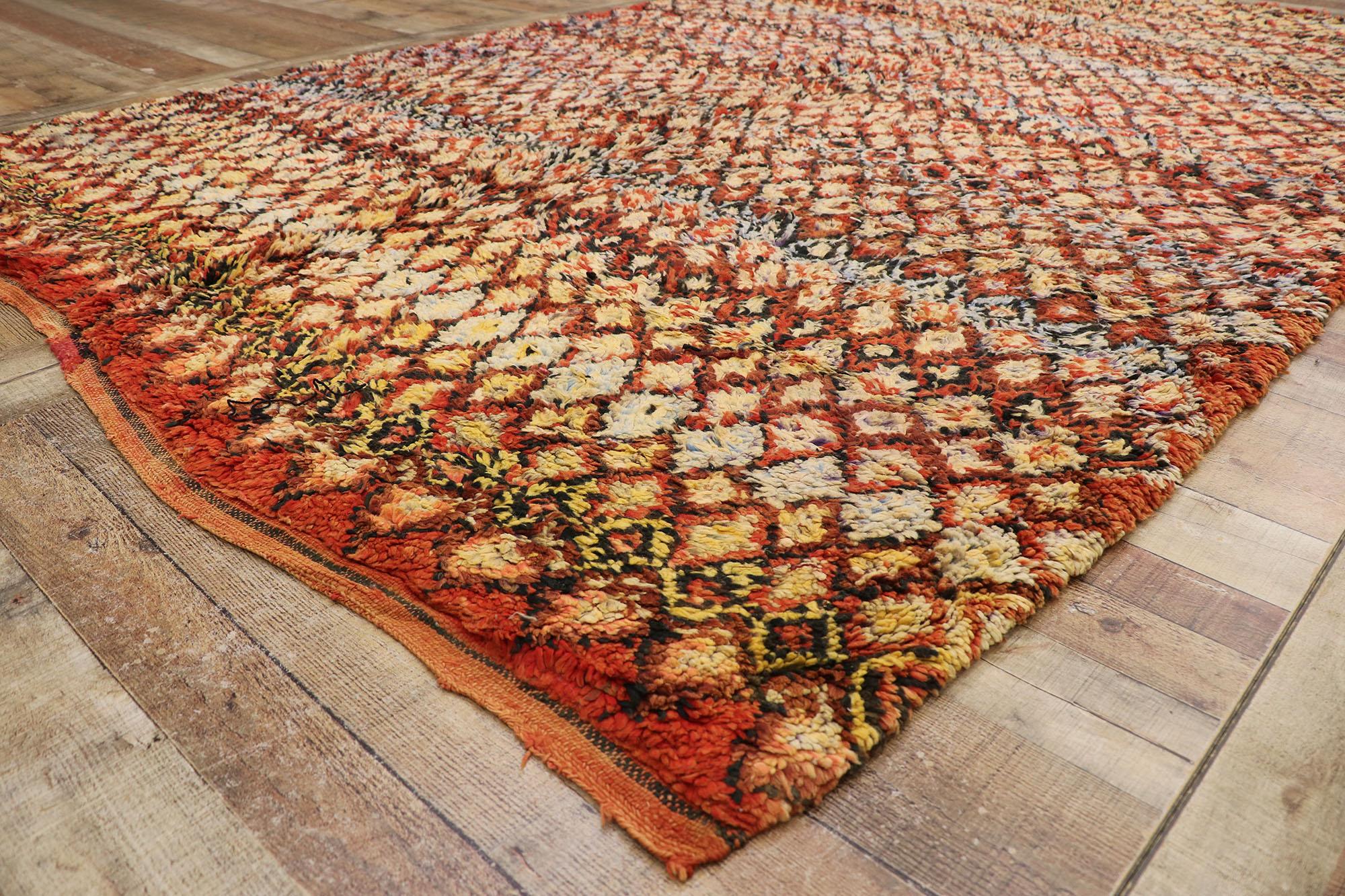 20th Century Vintage Berber Boujad Moroccan Rug with Mid-Century Modern Style For Sale