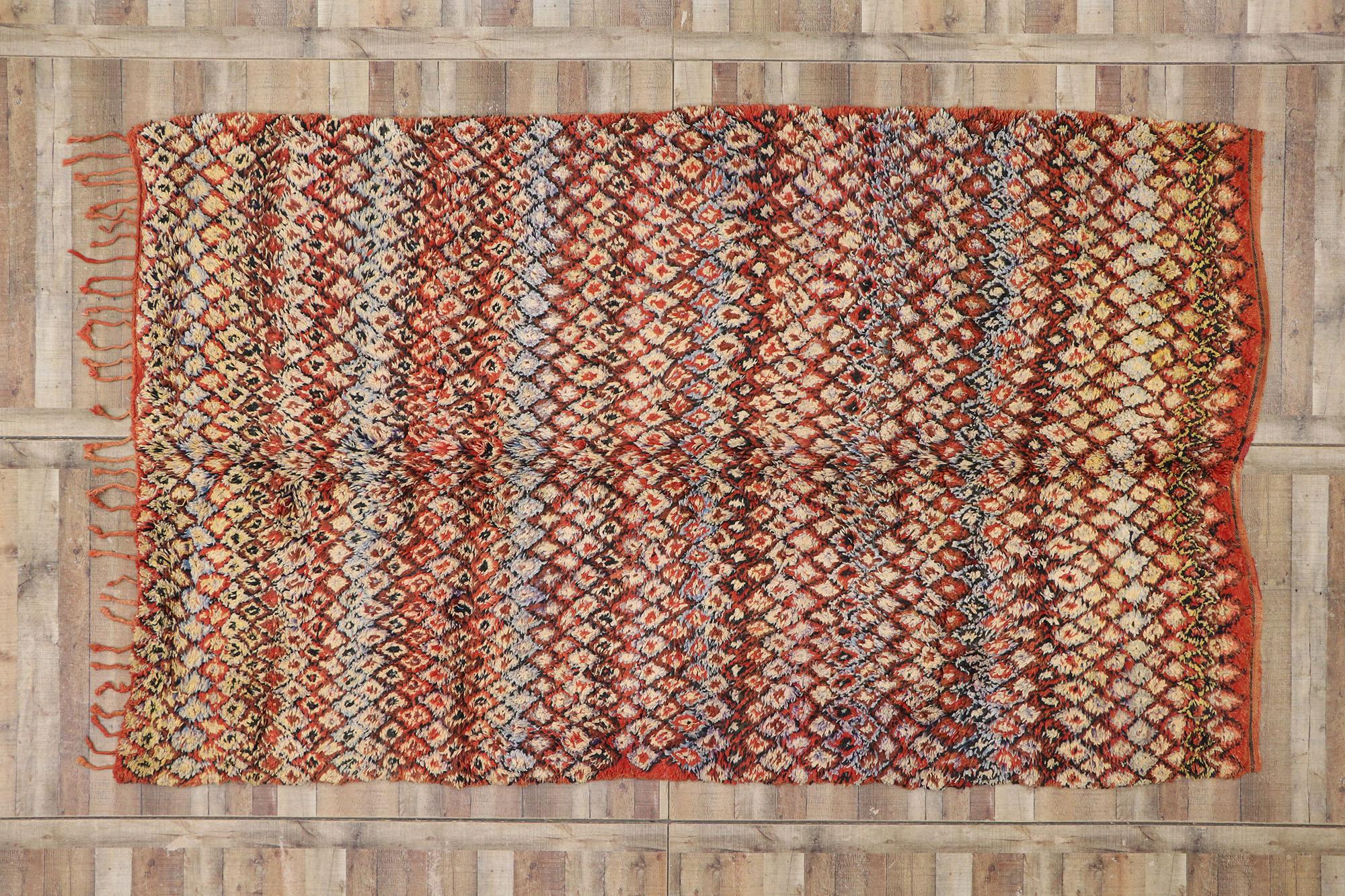 Laine Tapis berbère marocain Boujad vintage de style moderne du milieu du siècle dernier en vente