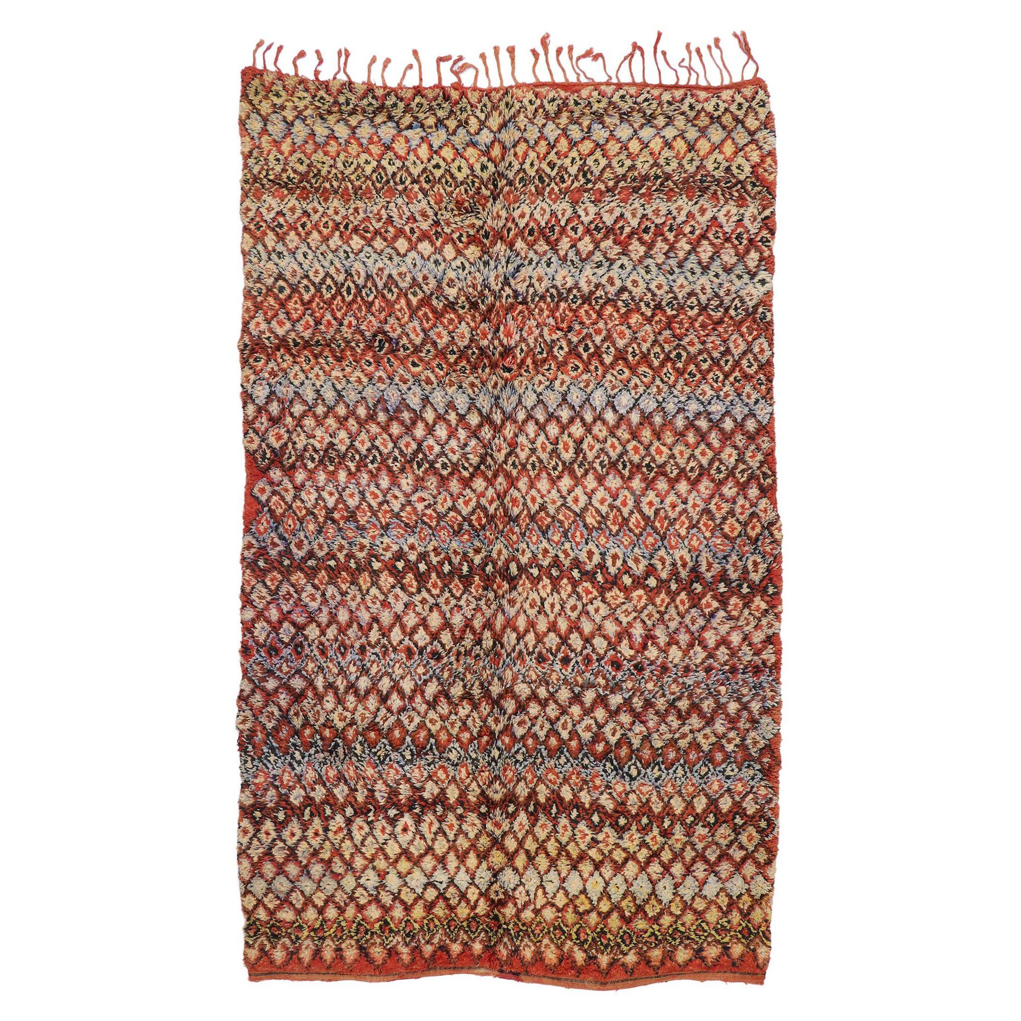 Marokkanischer Berber-Boujad-Teppich mit modernem Mid-Century-Modern-Stil