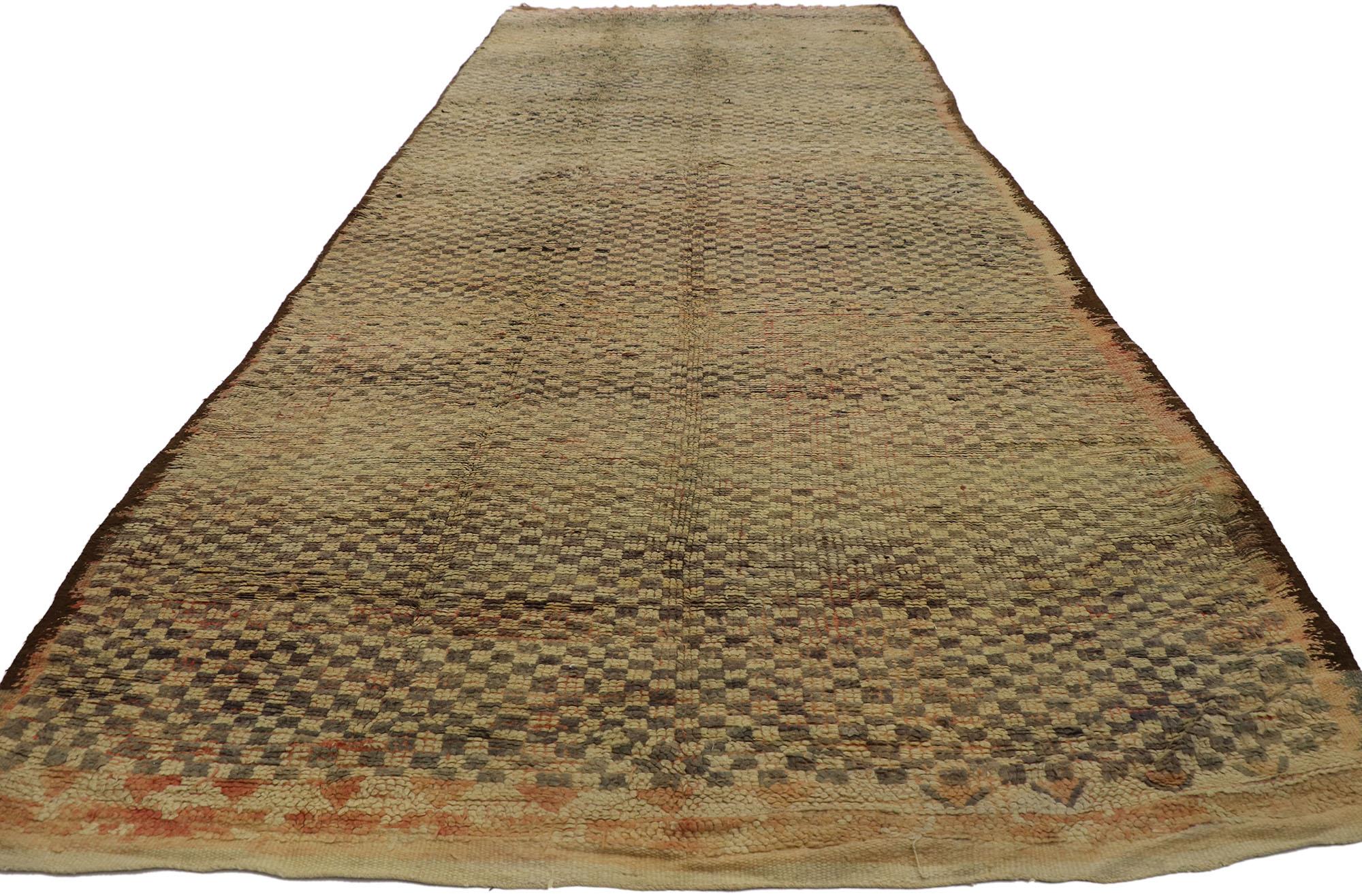 Hand-Knotted Vintage Berber Boujad Moroccan Rug with Modern Rustic Style For Sale