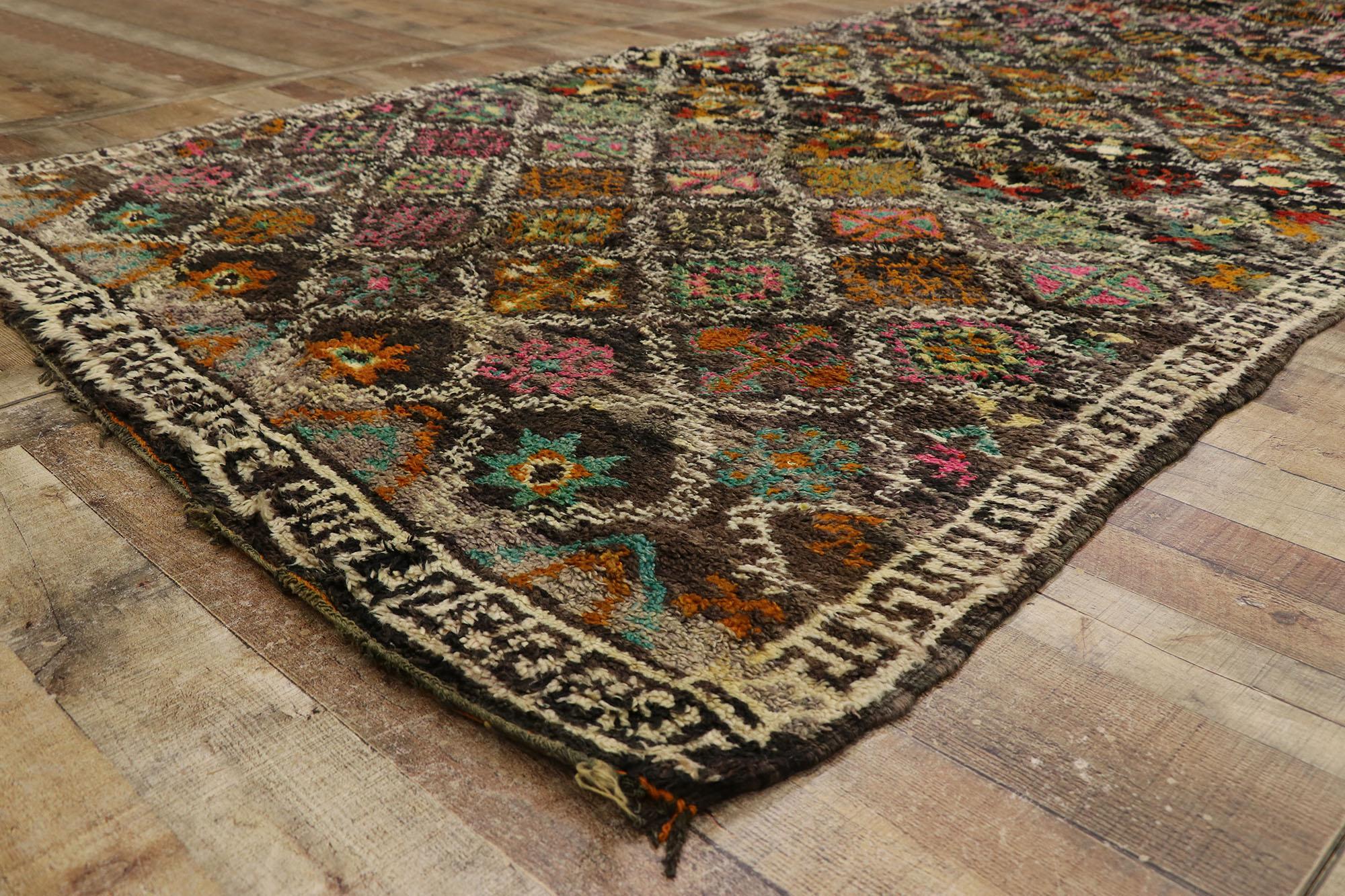 Wool Vintage Berber Boujad Moroccan Rug with Tribal Boho Chic Style For Sale