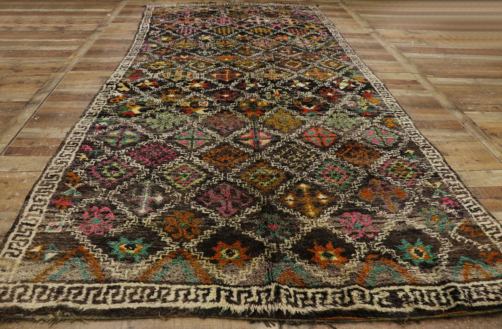 Vintage Berber Boujad Moroccan Rug with Tribal Boho Chic Style For Sale 1