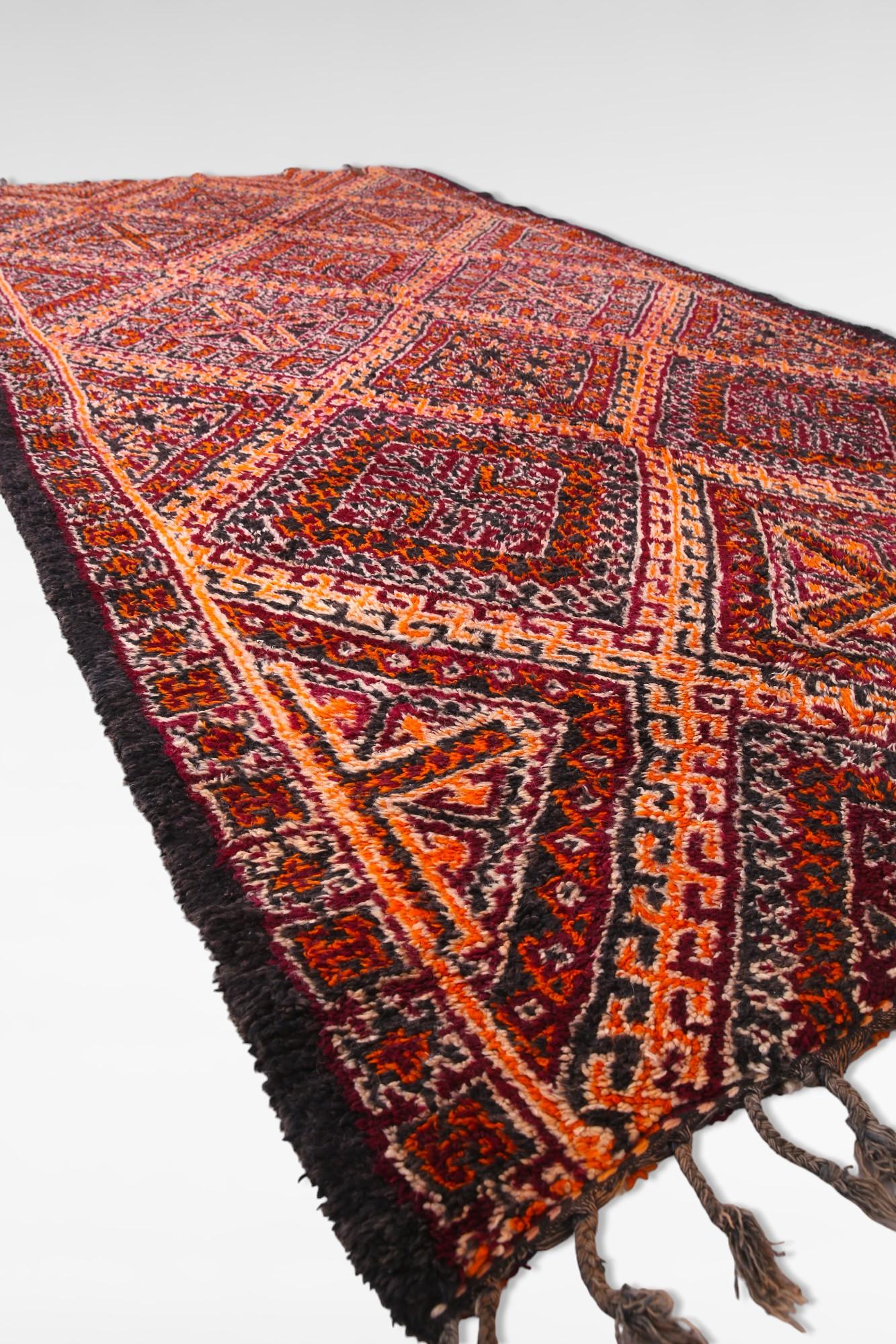 Hand-Knotted Vintage Berber Boujad Moroccan Rug with Tribal Style For Sale