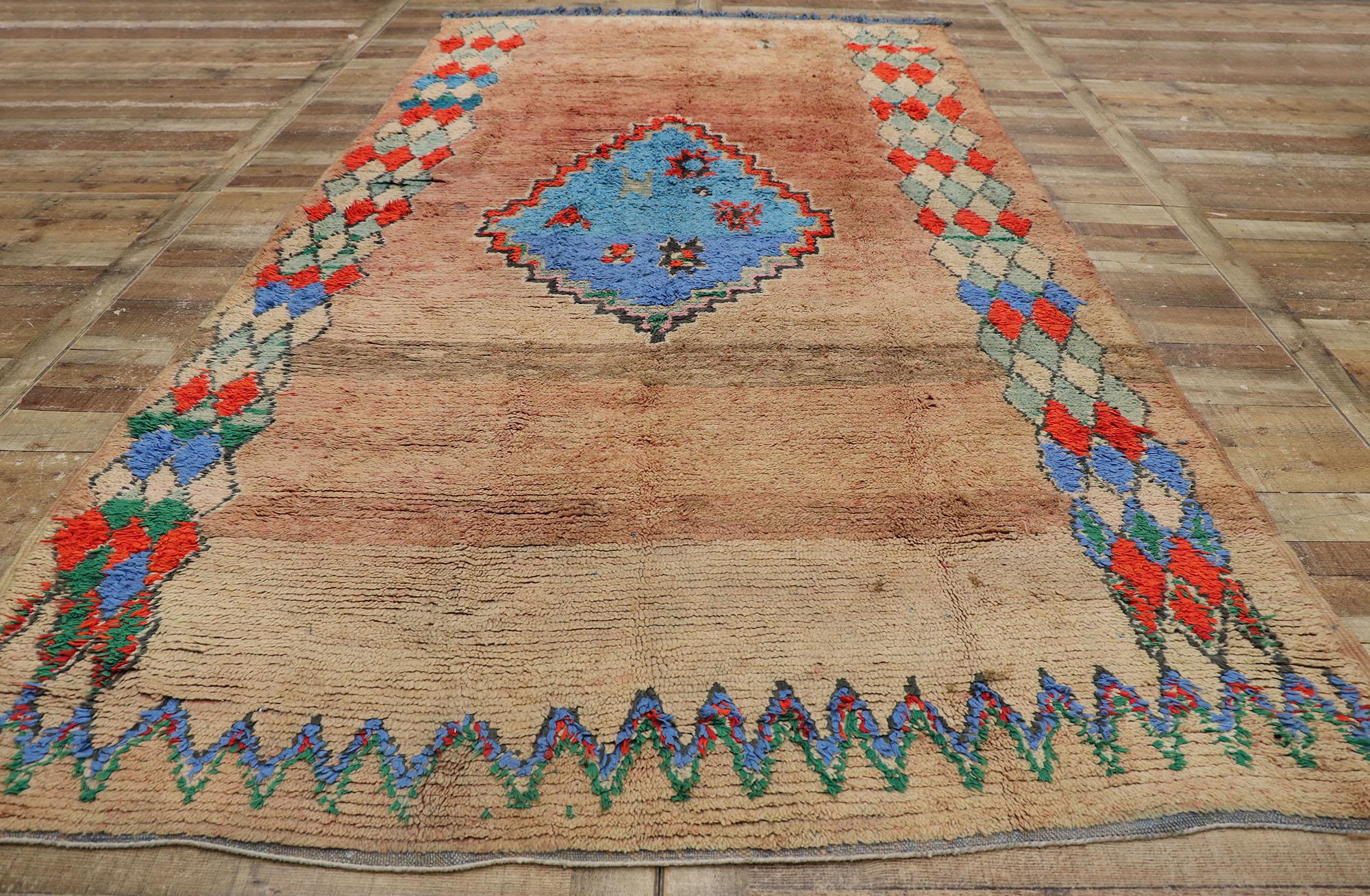 Vintage Berber Boujad Moroccan Rug with Tribal Style For Sale 1