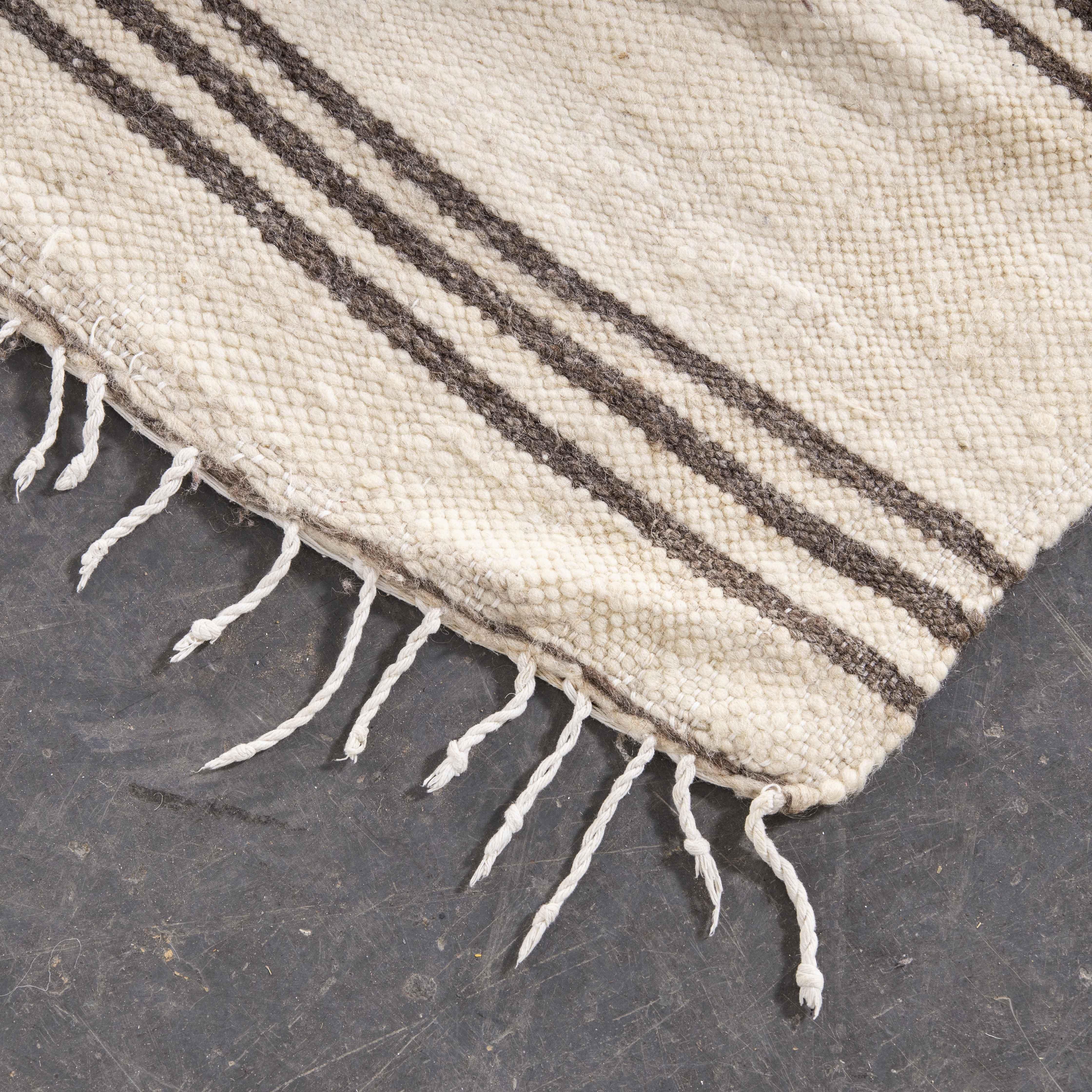 20th Century Vintage Berber Burnt  Monochrome Stripe Hanbel Rug