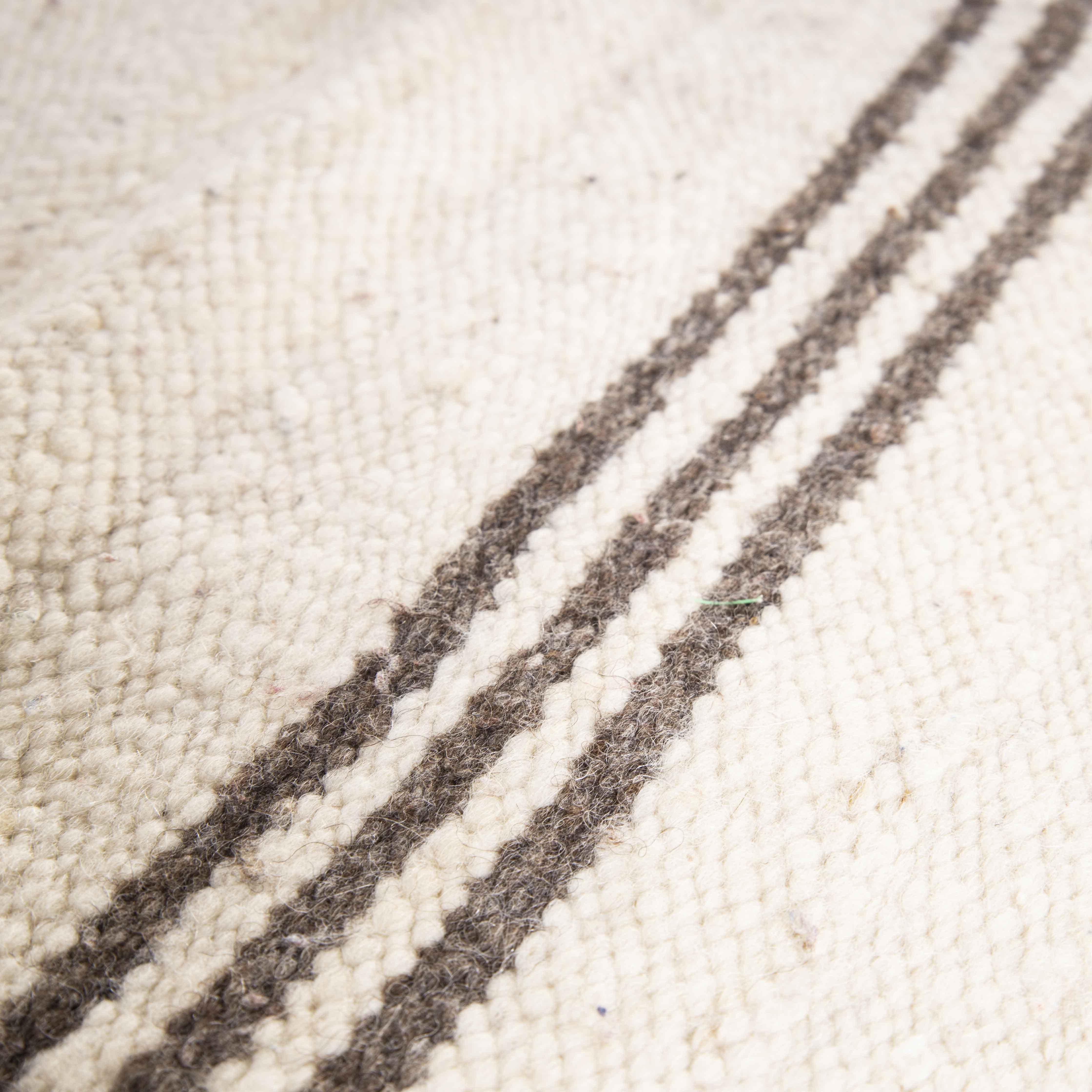 Cotton Vintage Berber Burnt  Monochrome Stripe Hanbel Rug