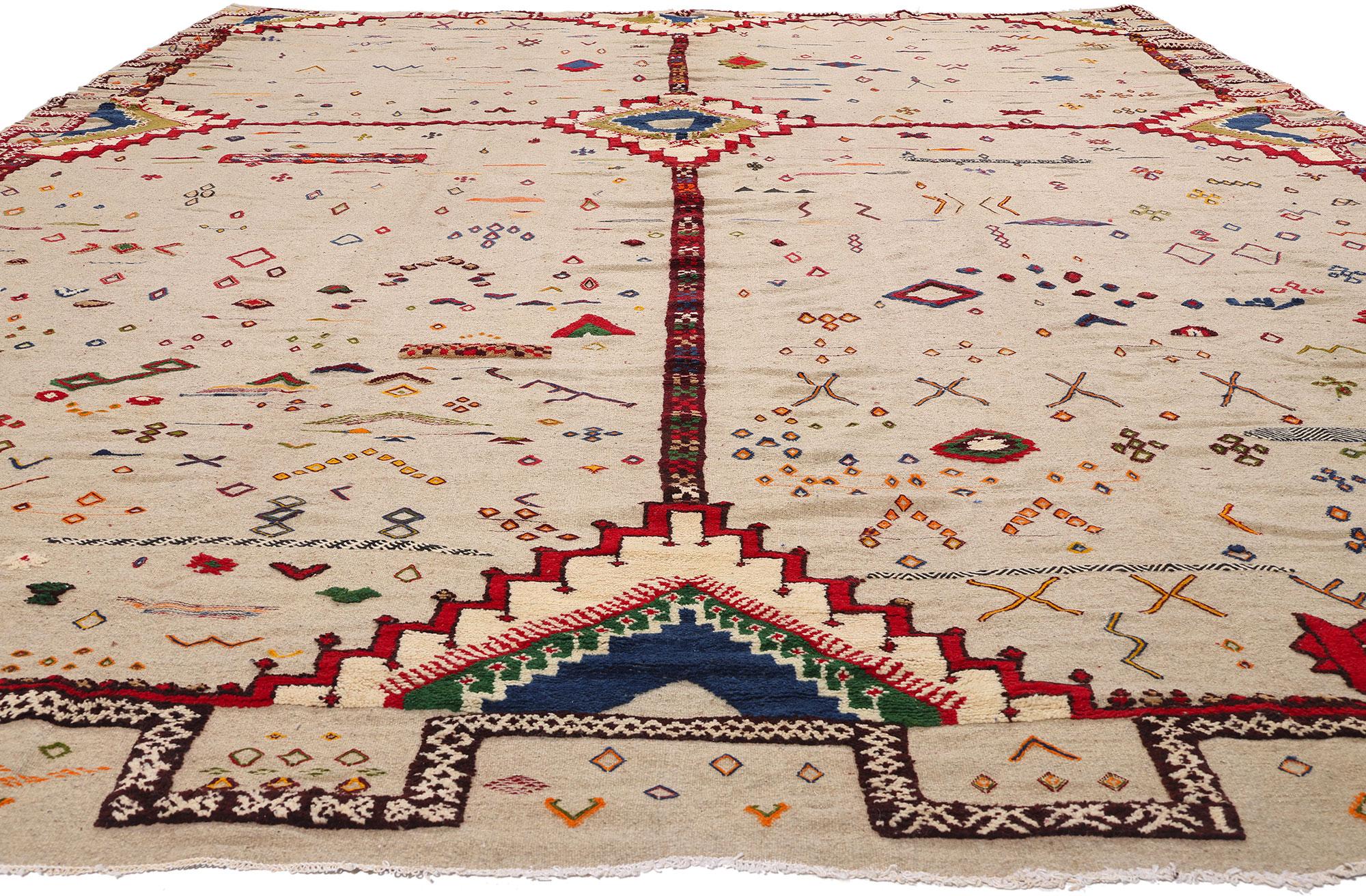 Alfombra marroquí bereber Glaoui de 1980 con diseño en relieve Bordado en venta