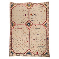 1980er Berber Glaoui Hoch-Tief Marokkanischer Teppich mit erhabenem Design