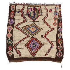 Vintage Boucherouite Moroccan Azilal Rug, Cozy Boho Meets Tribal Enchantment