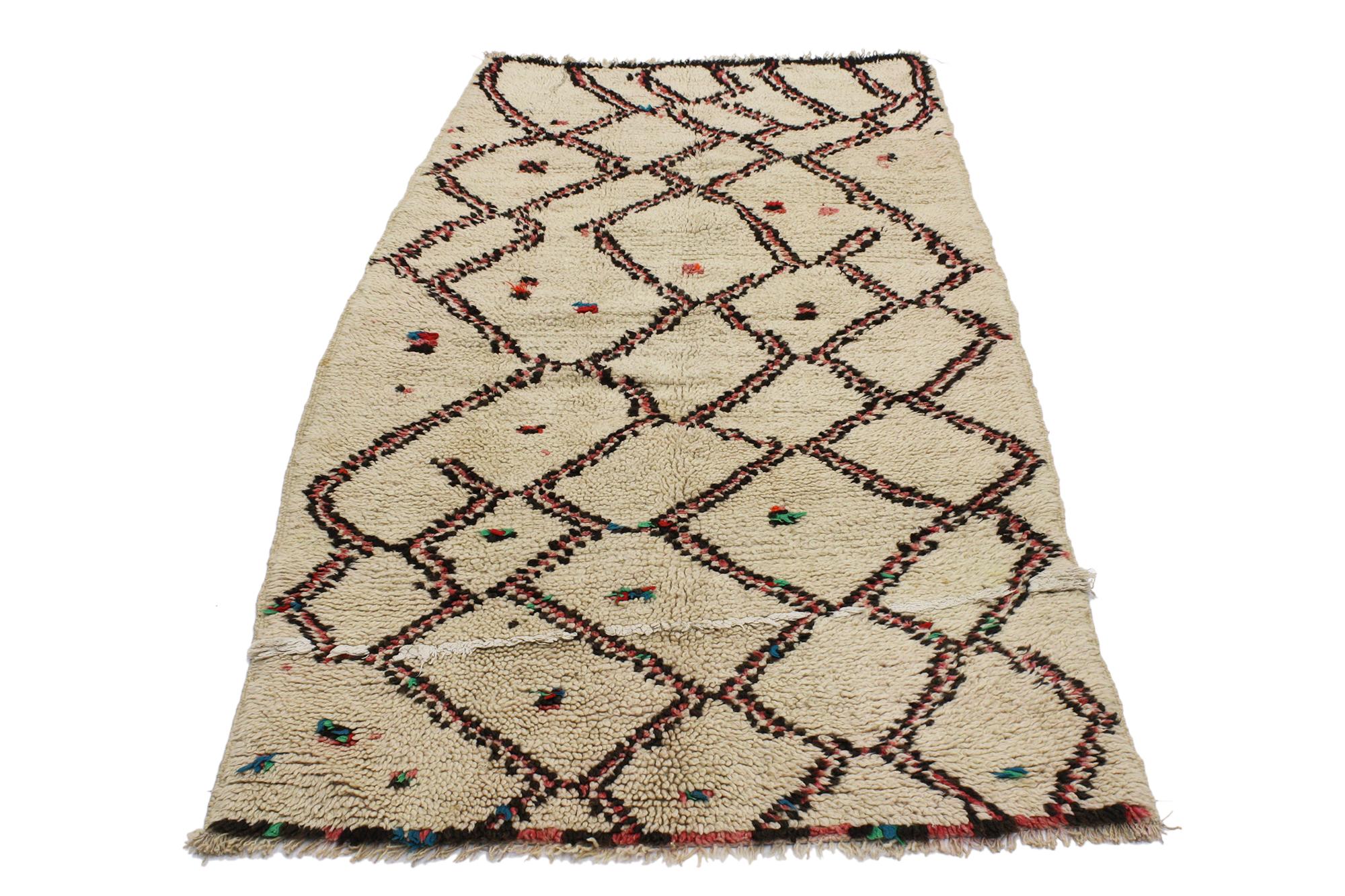 Hand-Knotted Vintage Berber Moroccan Azilal Rug, Ait Bou Ichaouen Talsint Carpet For Sale