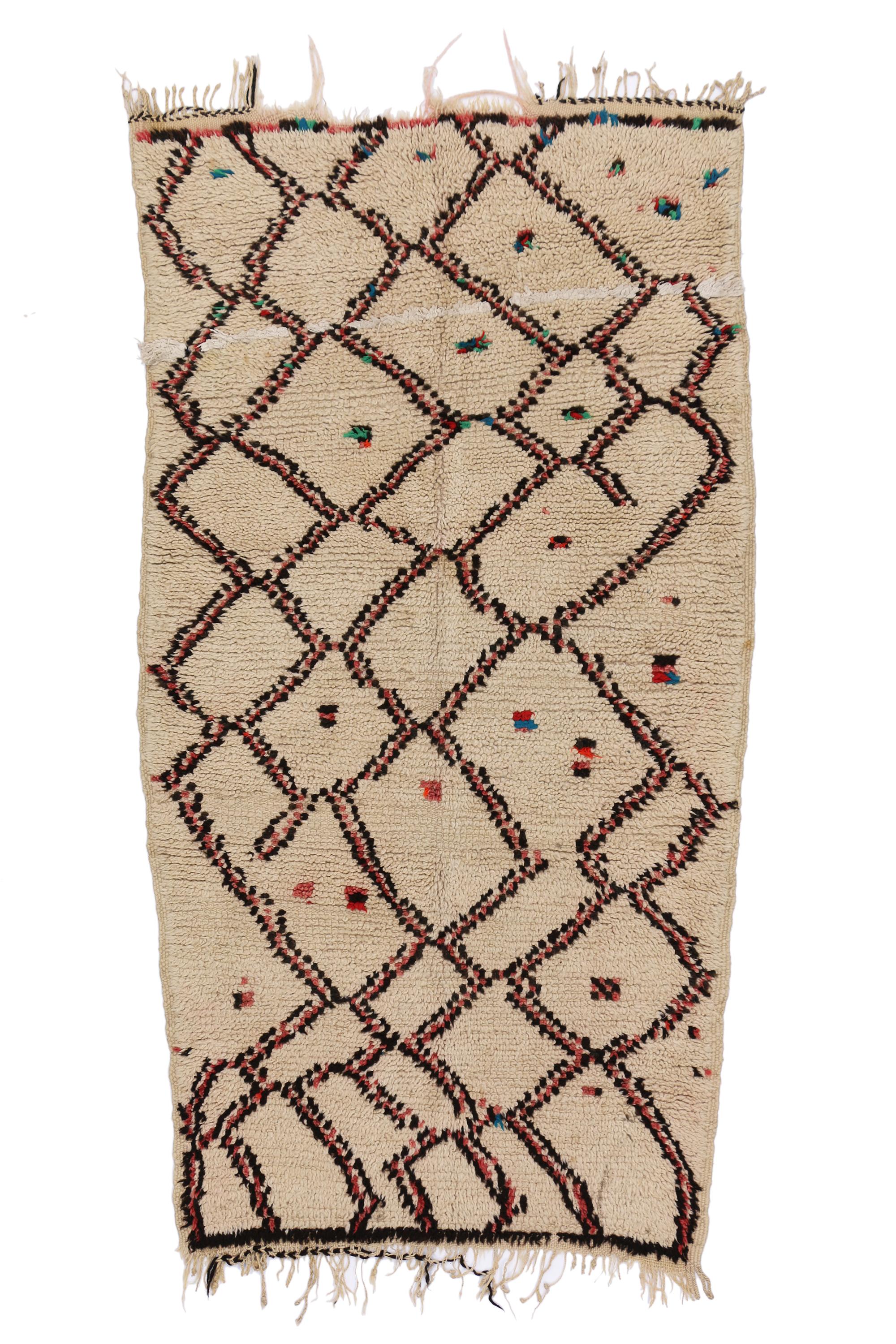 20th Century Vintage Berber Moroccan Azilal Rug, Ait Bou Ichaouen Talsint Carpet For Sale