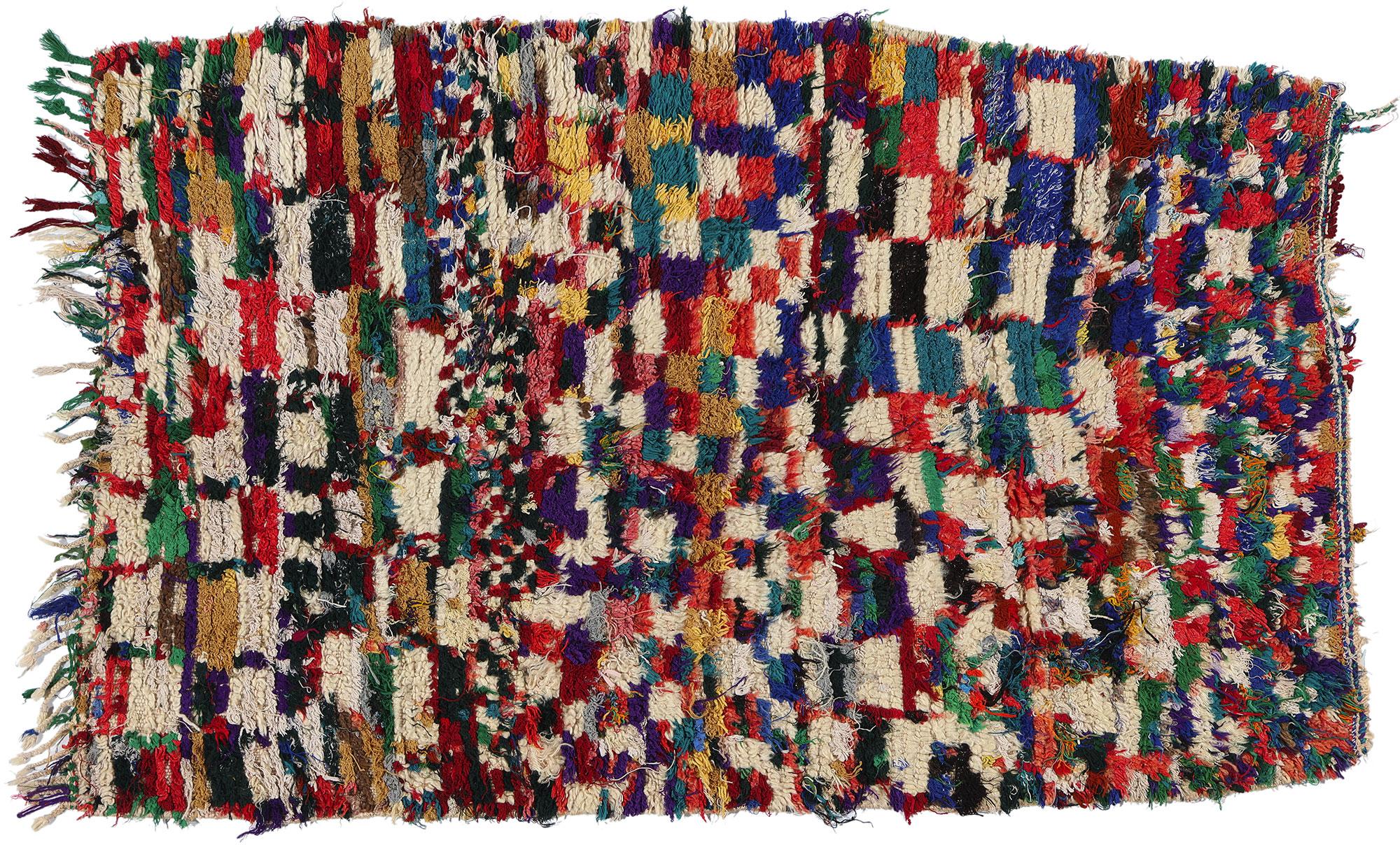 Vintage Berber Moroccan Azilal Rug, Boho Chic Meets Cozy Tribal Enchantment For Sale 4