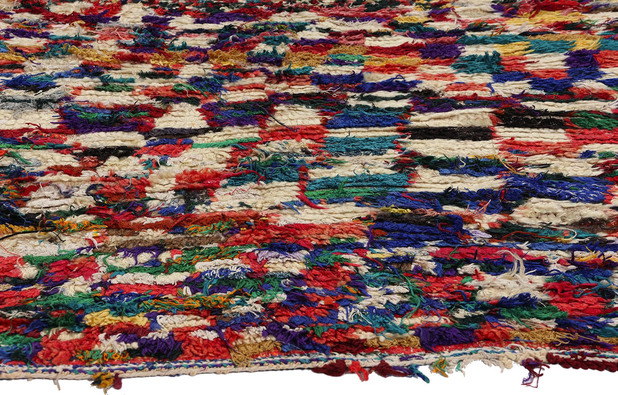 Vintage Berber Moroccan Azilal Rug, Boho Chic Meets Cozy Tribal Enchantment In Good Condition For Sale In Dallas, TX
