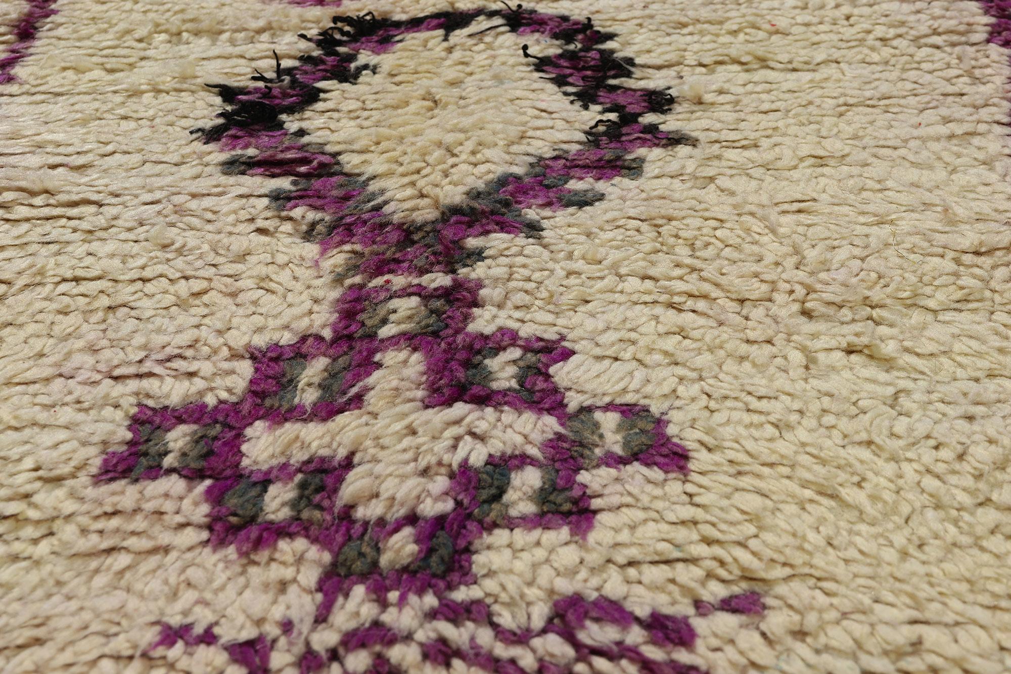 20th Century Vintage Berber Moroccan Azilal Rug, Boho Chic Meets Cozy Tribal Enchantment For Sale