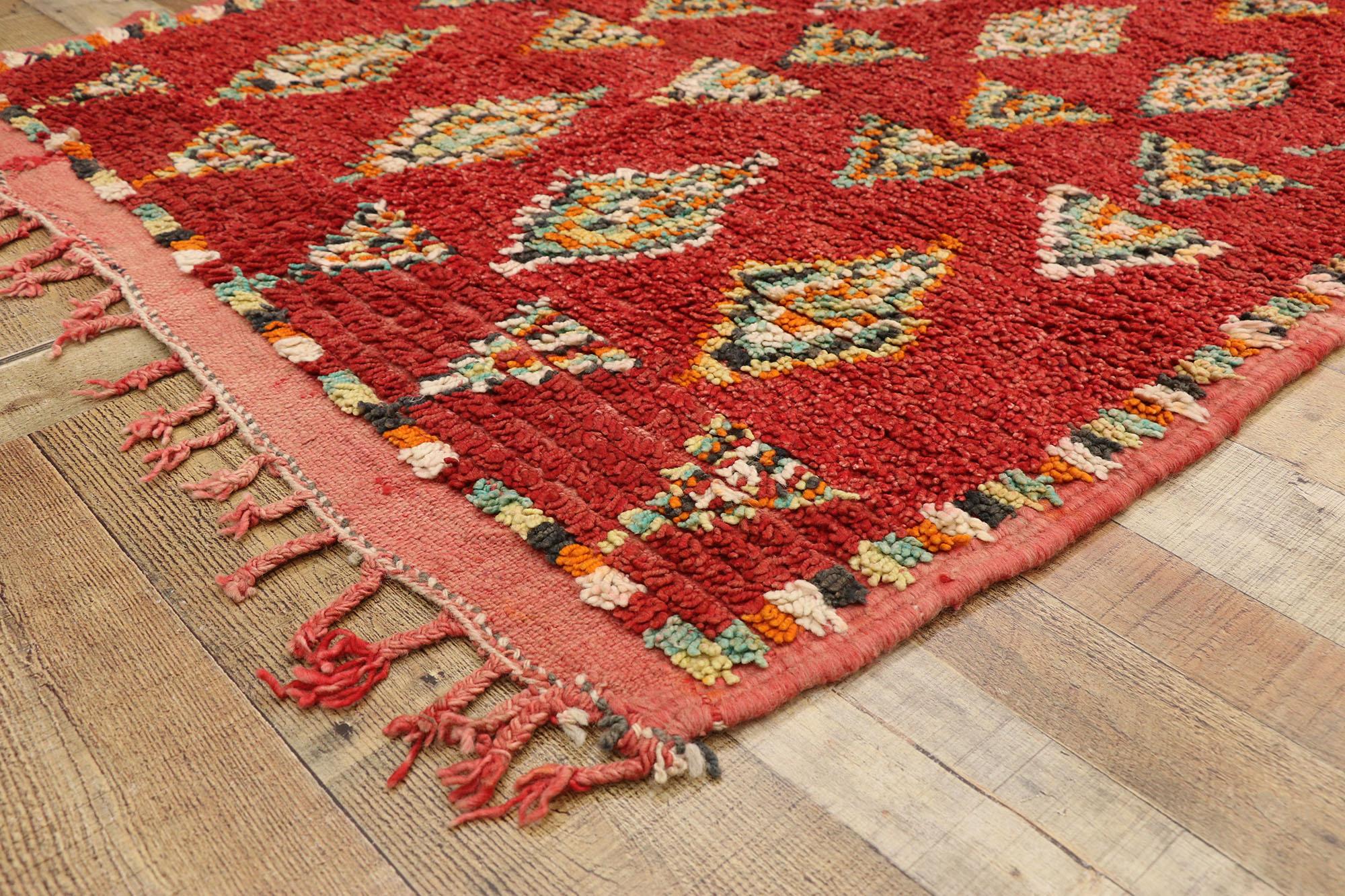 Wool Vintage Berber Moroccan Azilal Rug, Boho Chic Meets Cozy Tribal Enchantment For Sale