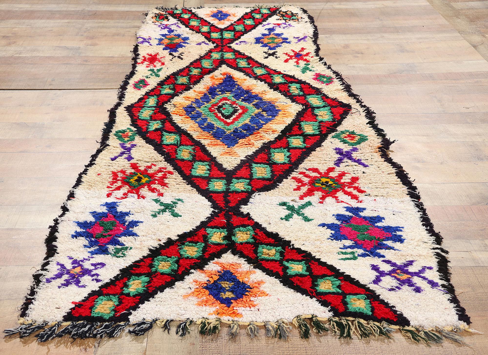 Vintage Berber Moroccan Azilal Rug, Boho Chic Meets Cozy Tribal Enchantment For Sale 2
