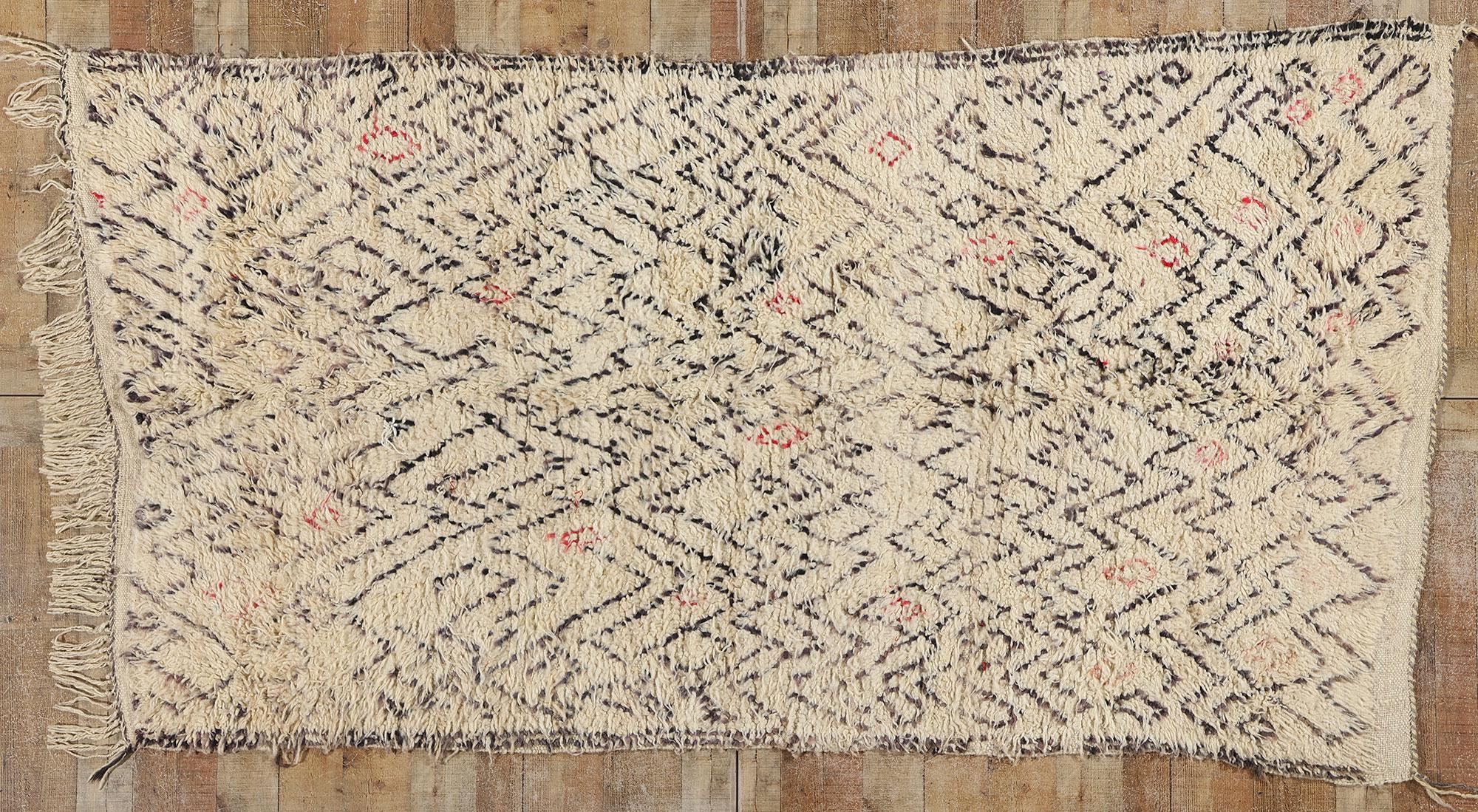 Vintage Berber Moroccan Azilal Rug, Boho Chic Meets Cozy Tribal Enchantment For Sale 3