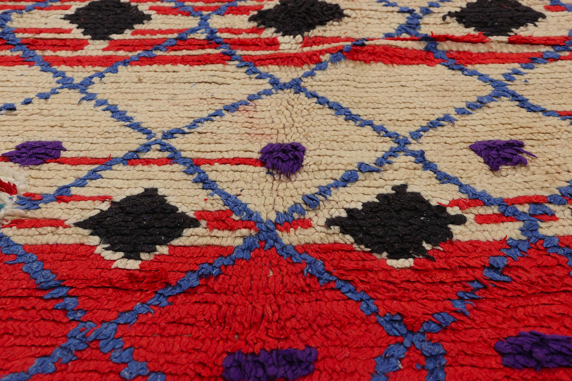 Vintage Berber Moroccan Azilal Rug, Boho Chic Meets Tribal Enchantment In Good Condition For Sale In Dallas, TX