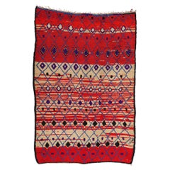 Marokkanischer Azilal-Teppich aus Berber, Boho Chic Meets Stammeskunst-Enchantment, Vintage
