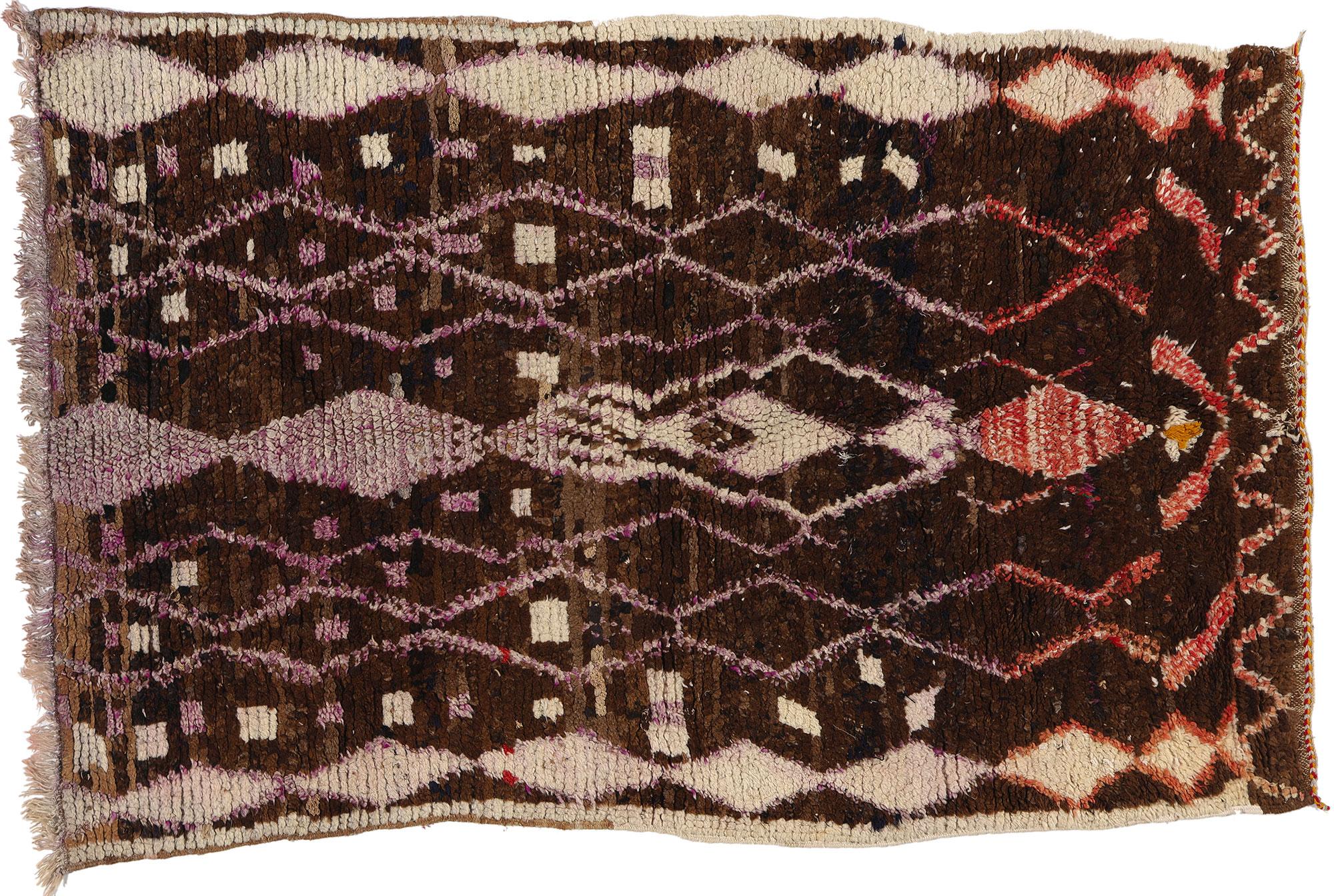 1960's Mid-Century Berber Moroccan Azilal Carpet with Mystical Diamond Design For Sale 3
