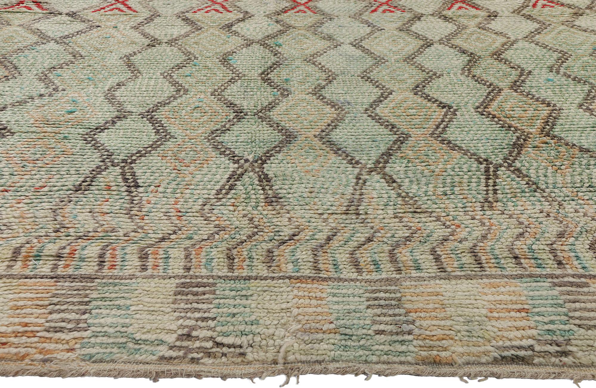 Hand-Knotted Vintage Berber Moroccan Azilal Rug, Cozy Boho Chic Meets Tribal Enchantment For Sale
