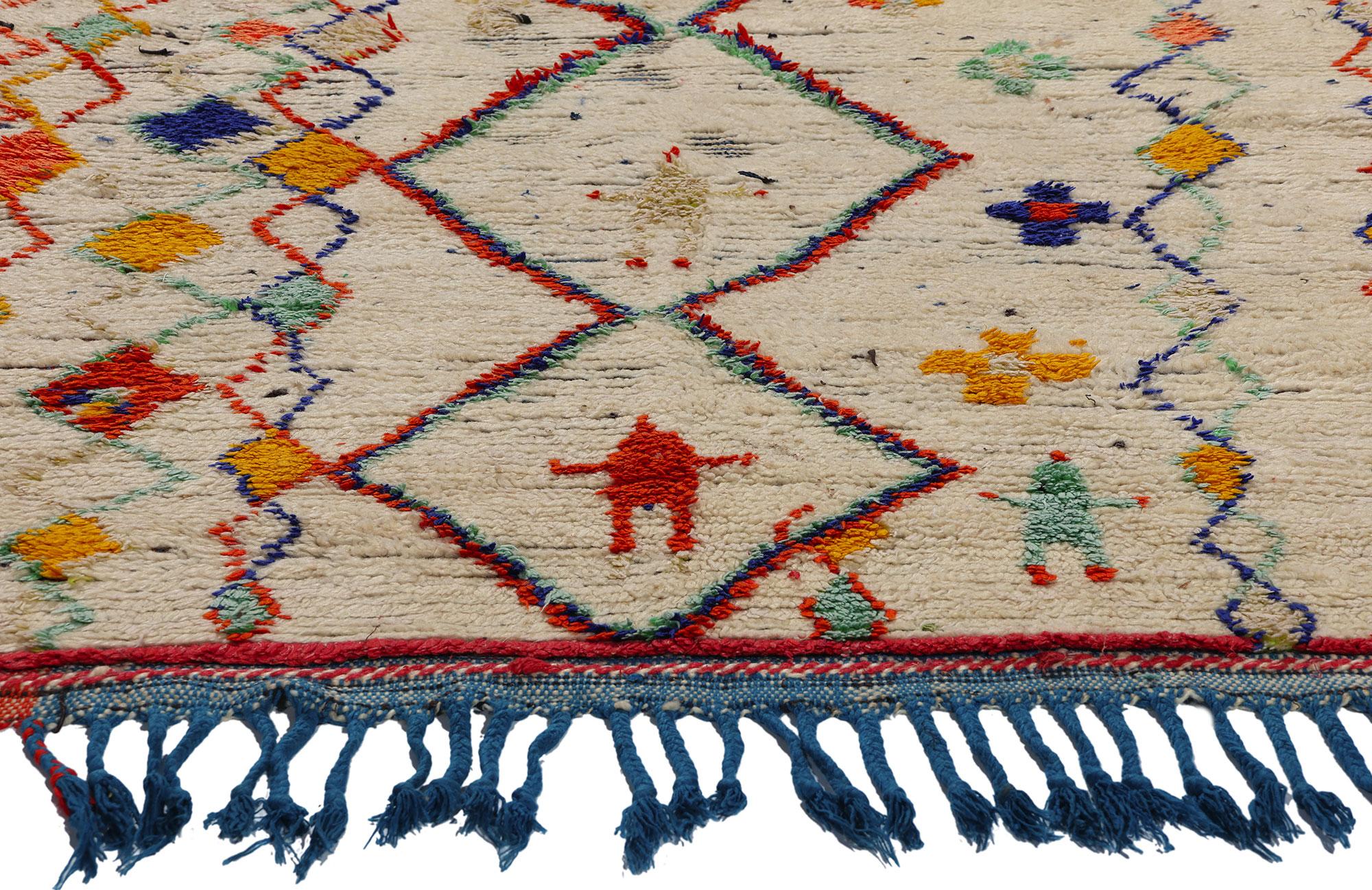 Hand-Knotted Vintage Berber Moroccan Azilal Rug, Cozy Boho Chic Meets Tribal Enchantment For Sale