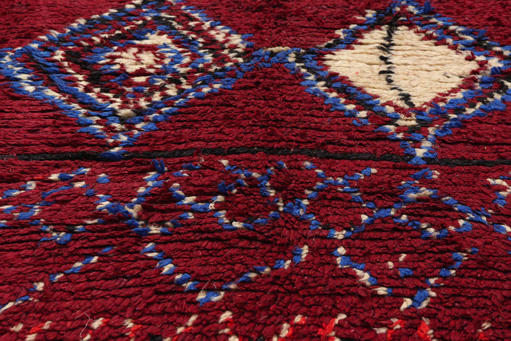 Vintage Berber Moroccan Azilal Rug, Cozy Boho Chic Meets Tribal Enchantment In Good Condition For Sale In Dallas, TX