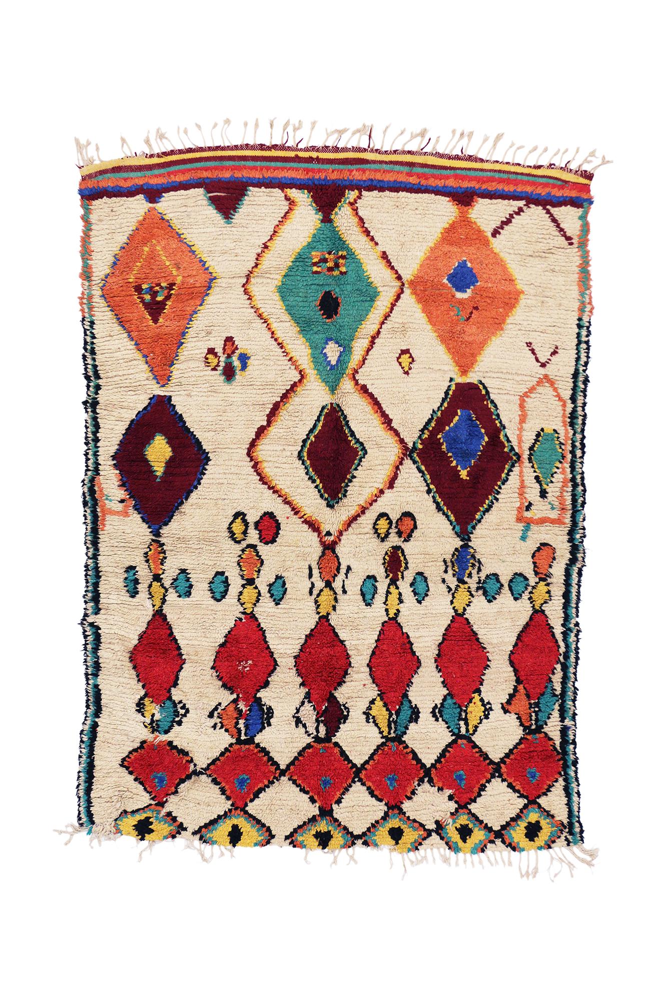 20th Century Vintage Berber Moroccan Azilal Rug, Cozy Boho Chic Meets Tribal Enchantment For Sale