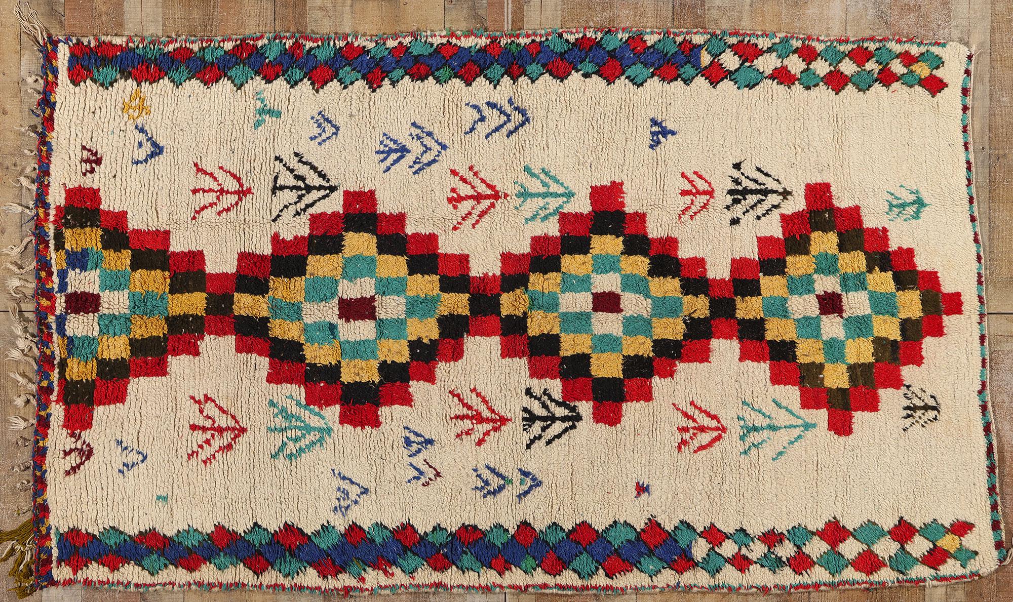 Vintage Berber Moroccan Azilal Rug, Cozy Boho Chic Meets Tribal Enchantment For Sale 2