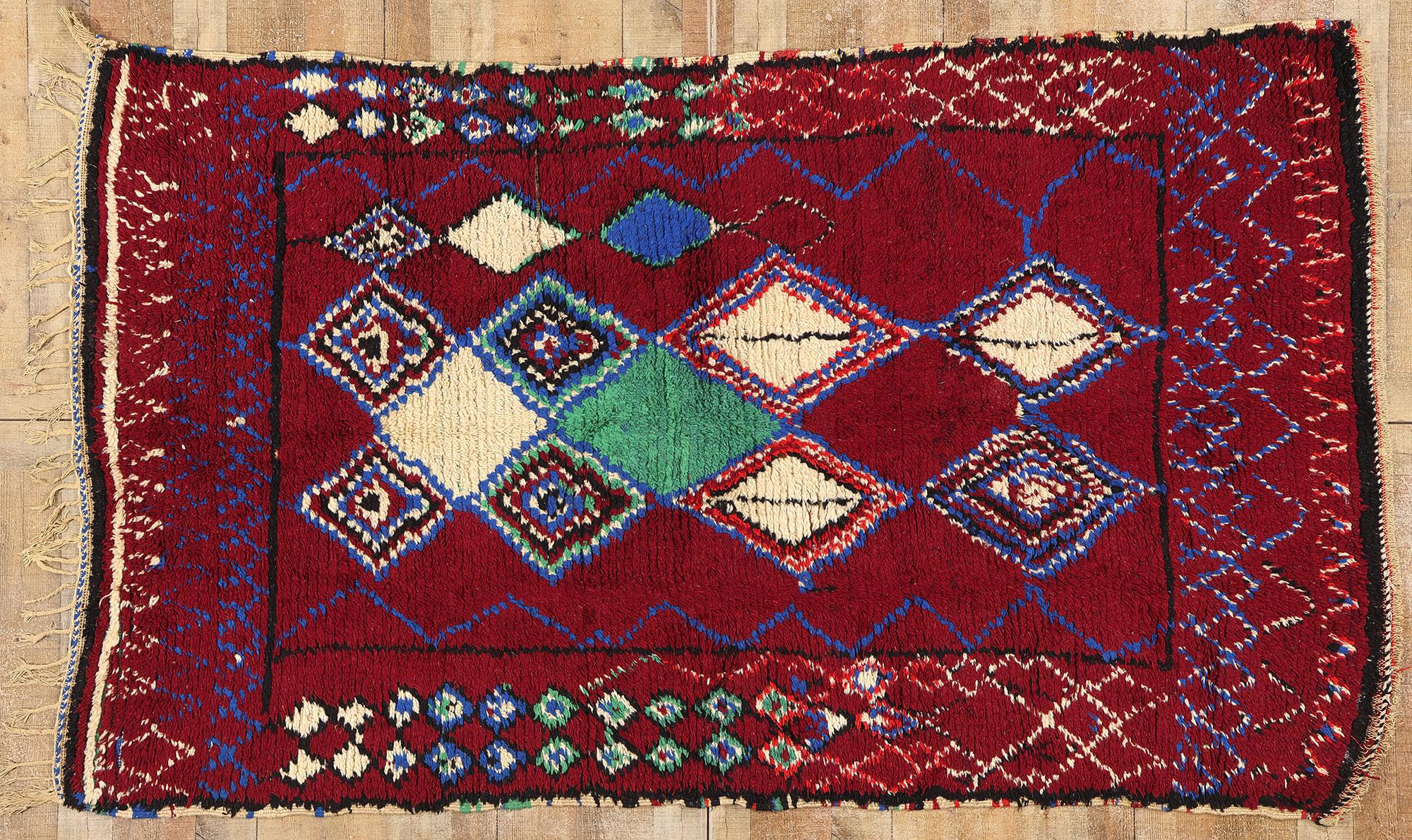 Vintage Berber Moroccan Azilal Rug, Cozy Boho Chic Meets Tribal Enchantment For Sale 2