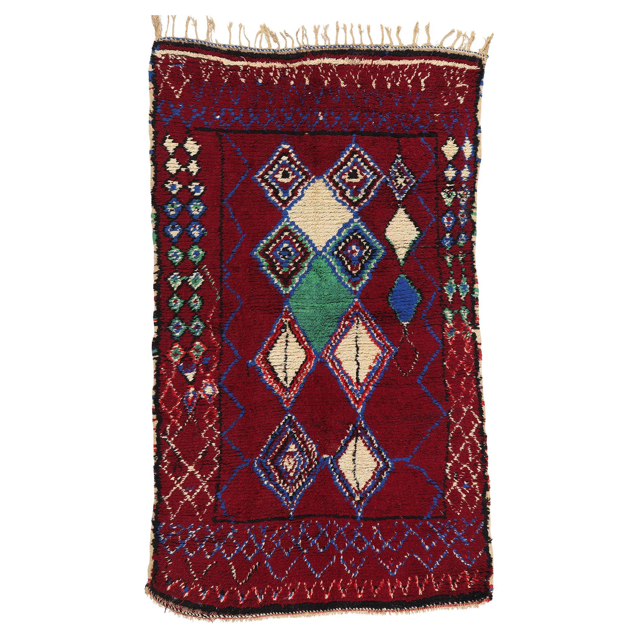 Vintage Berber Moroccan Azilal Rug, Cozy Boho Chic Meets Tribal Enchantment