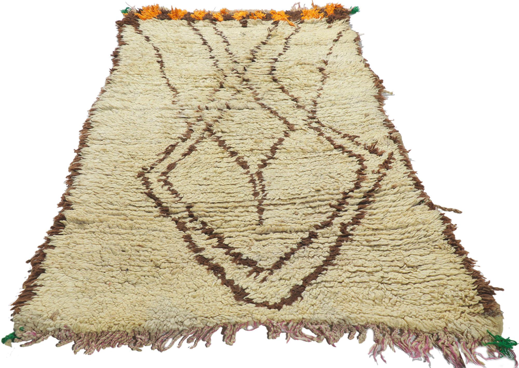Tribal Vintage Berber Moroccan Azilal Rug, Sustainable Design Collides with Wabi-Sabi For Sale